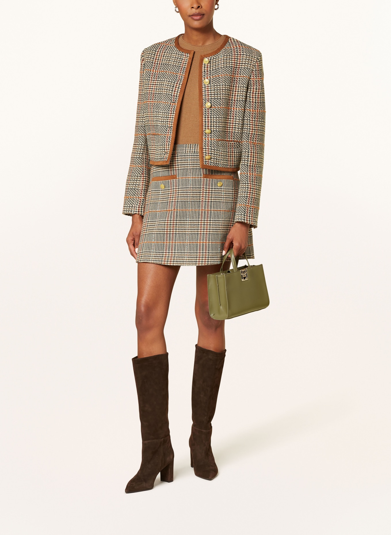 TOMMY HILFIGER Tweed-Rock: CREME / DUNKELORANGE / PETROL