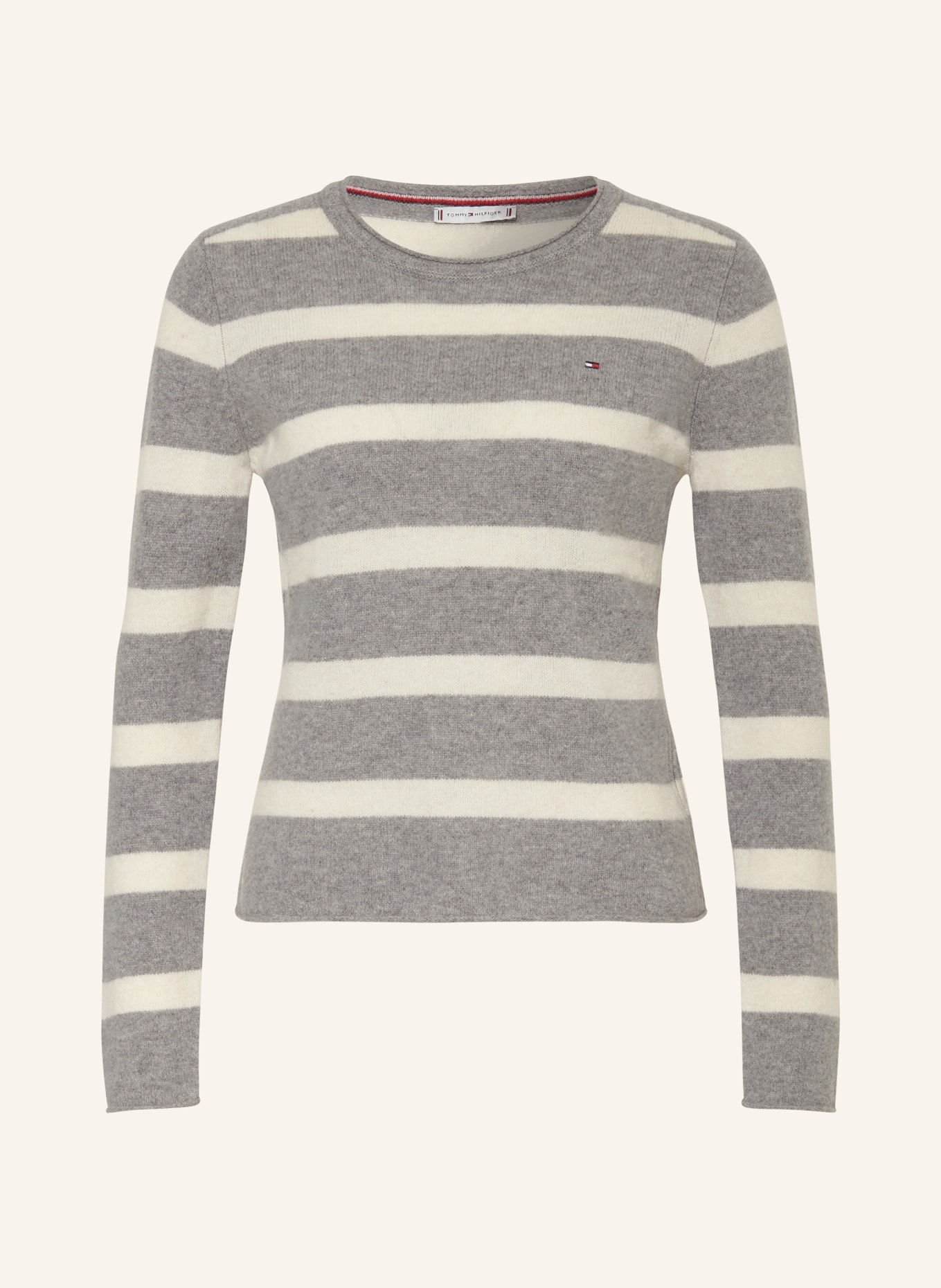 TOMMY HILFIGER Pullover: GRAU / WEISS