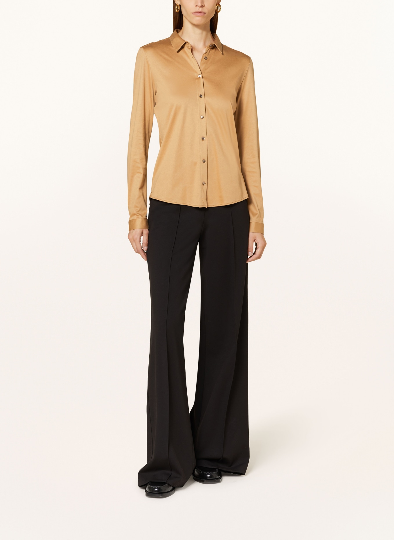 van Laack Shirt blouse MALIS in jersey, Color: LIGHT BROWN (Image 2)