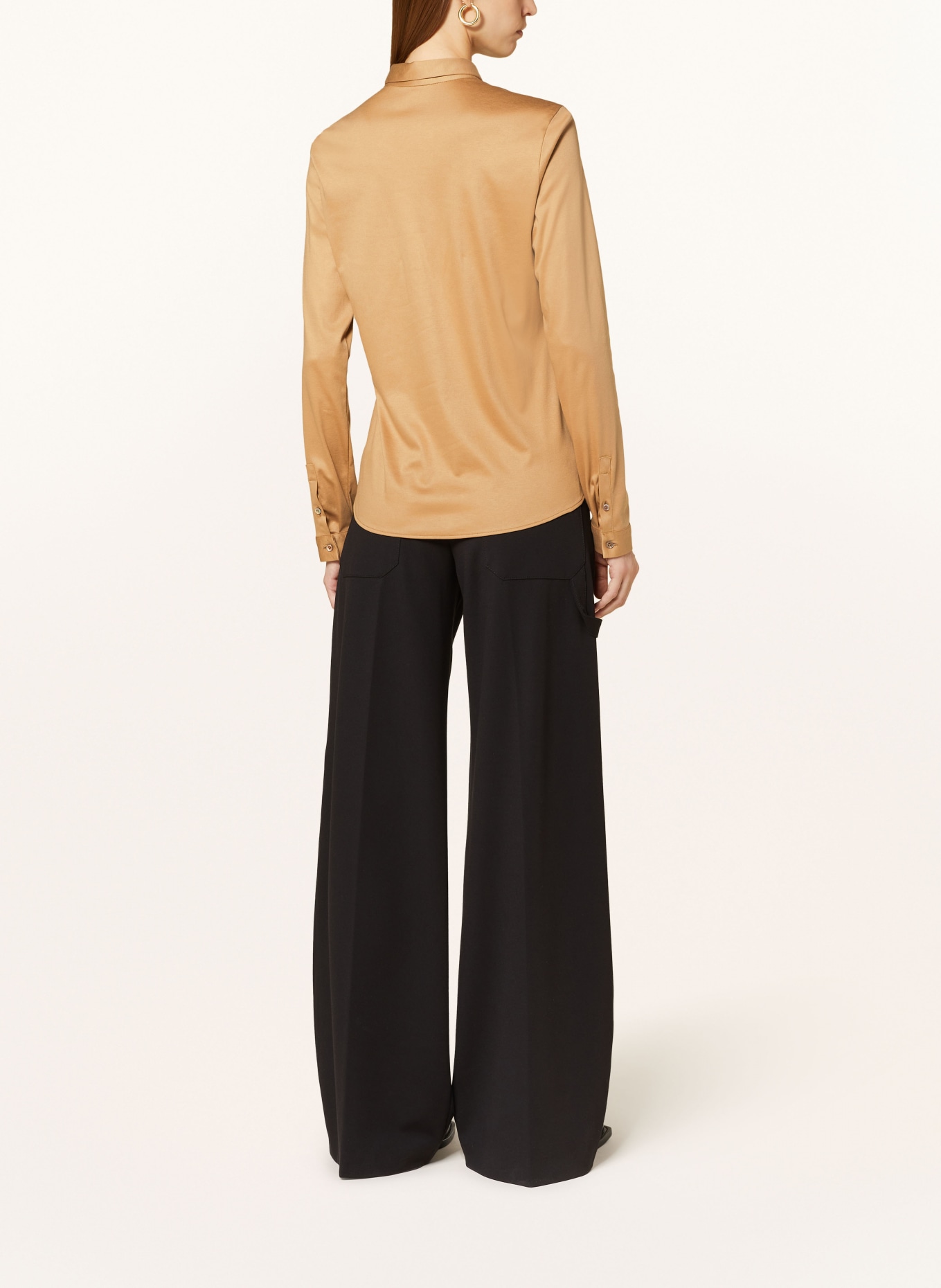 van Laack Shirt blouse MALIS in jersey, Color: LIGHT BROWN (Image 3)