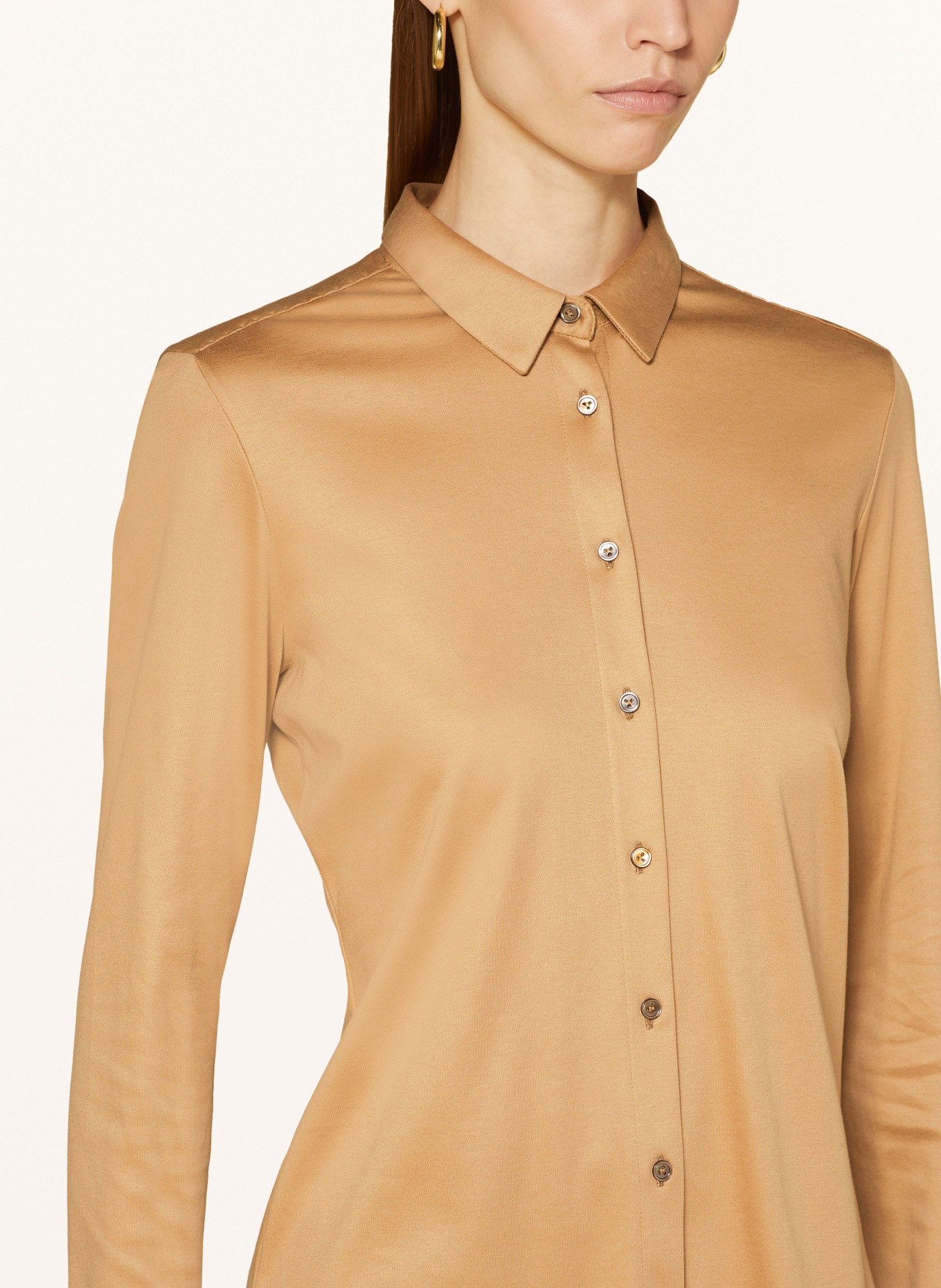 van Laack Shirt blouse MALIS in jersey, Color: LIGHT BROWN (Image 4)