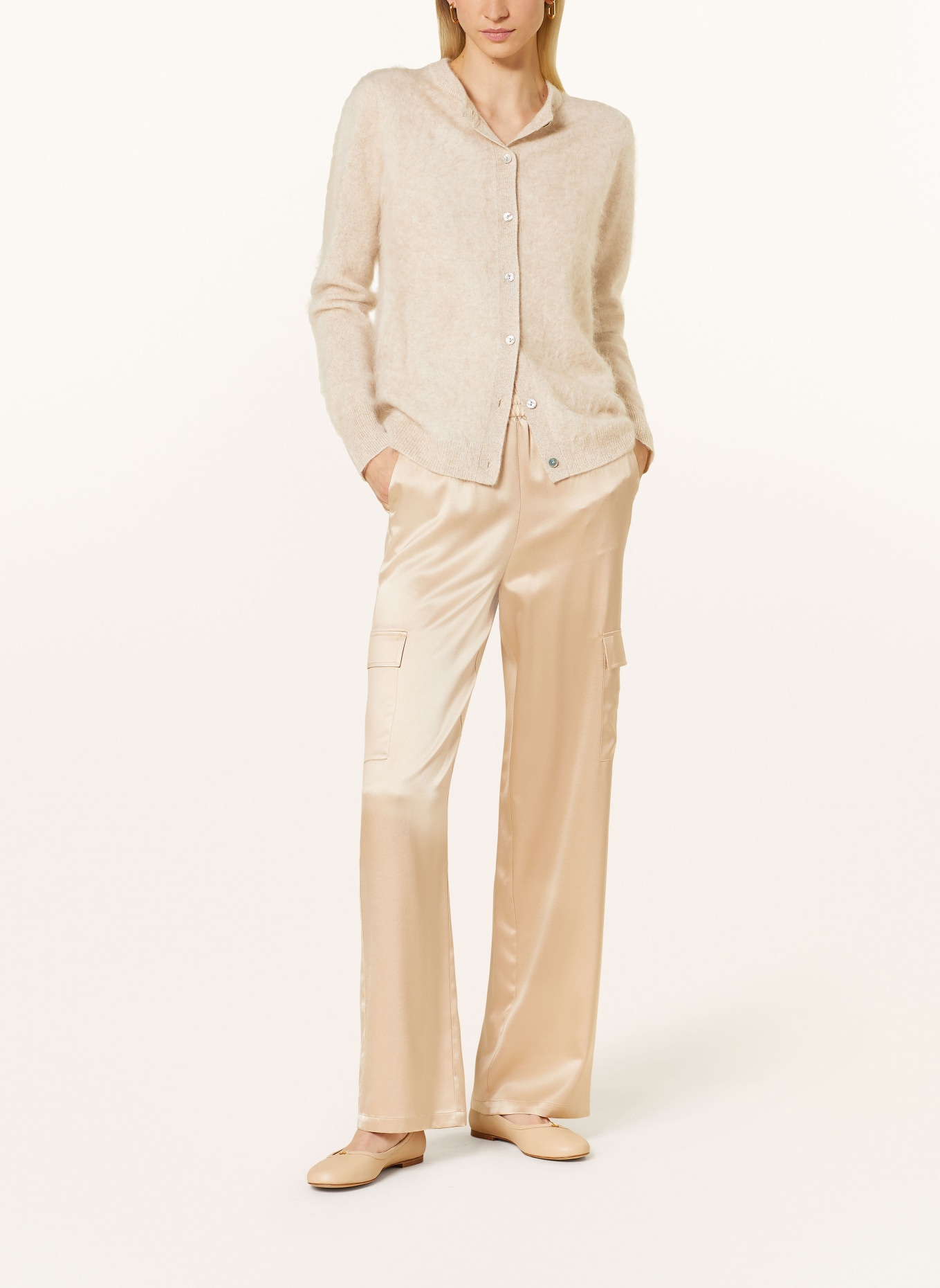 (THE MERCER) N.Y. Cashmere cardigan, Color: LIGHT BROWN (Image 2)