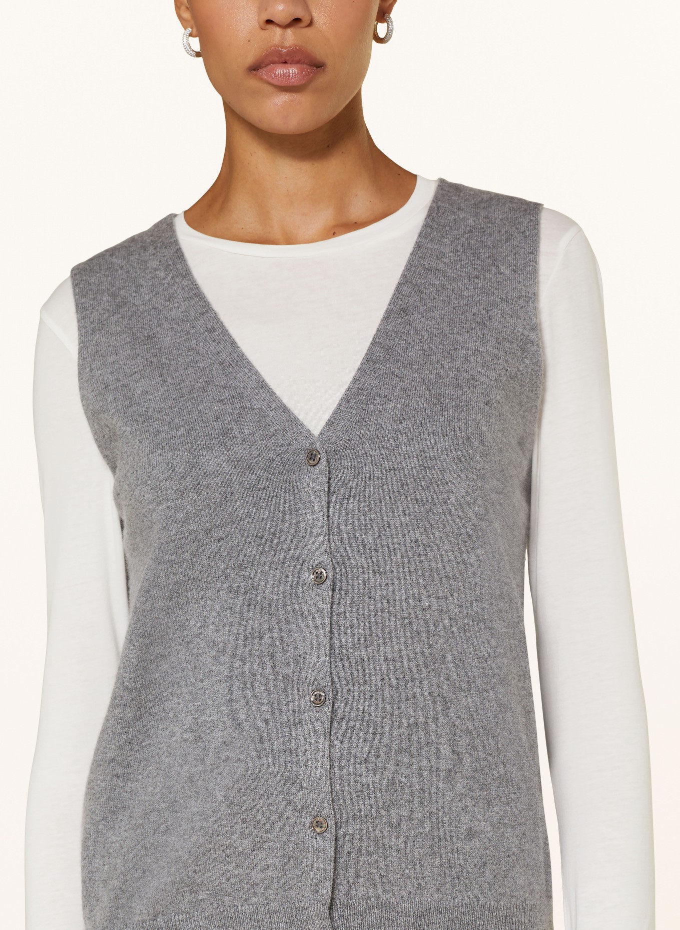 (THE MERCER) N.Y. Knit vest in cashmere, Color: GRAY (Image 4)