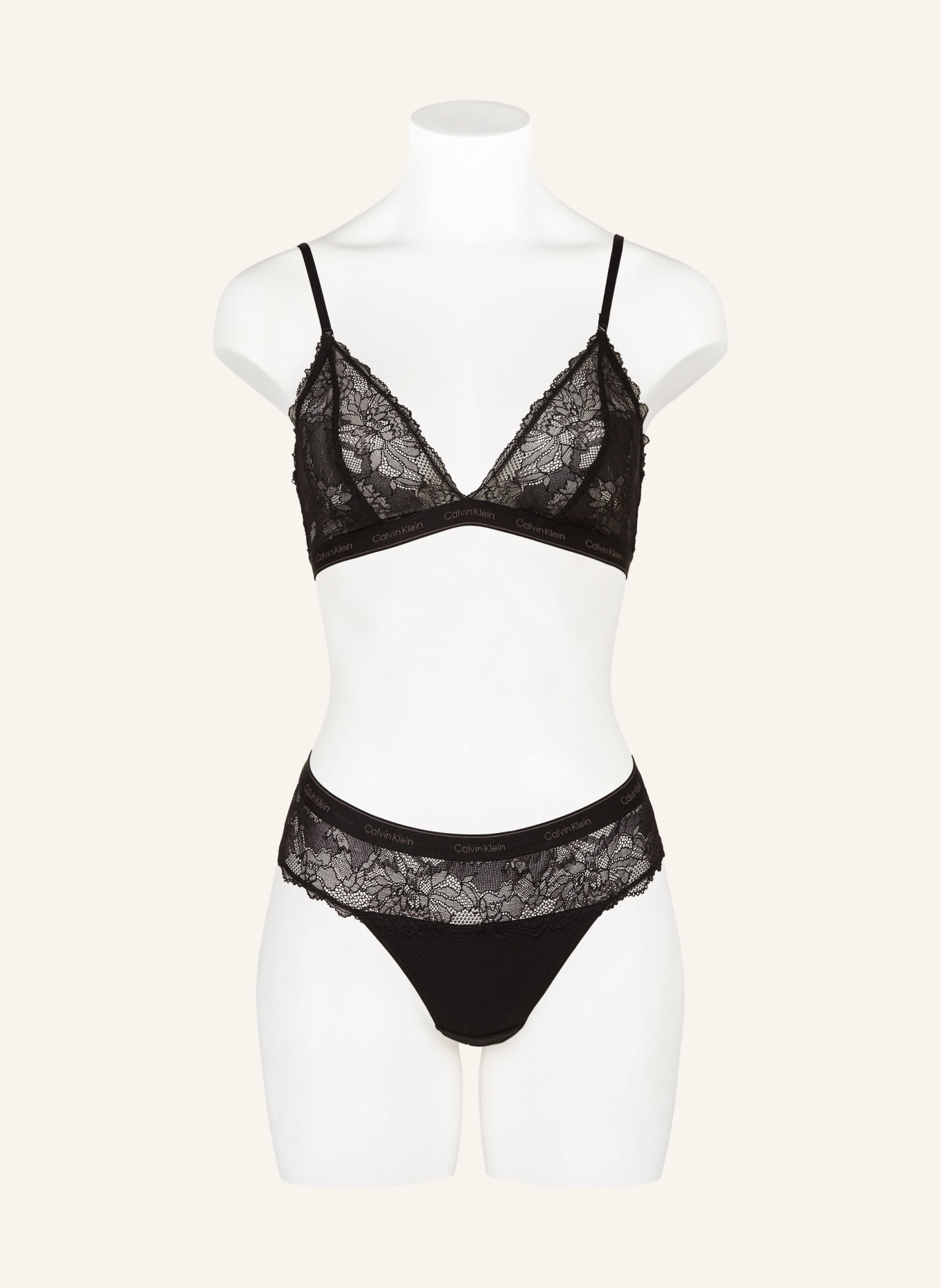 Calvin Klein Set MODERN LACE Triangle bra and thong in black