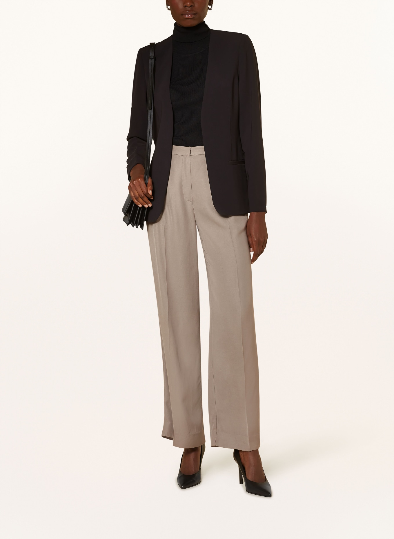 Calvin Klein Wide leg trousers with linen, Color: TAUPE (Image 2)