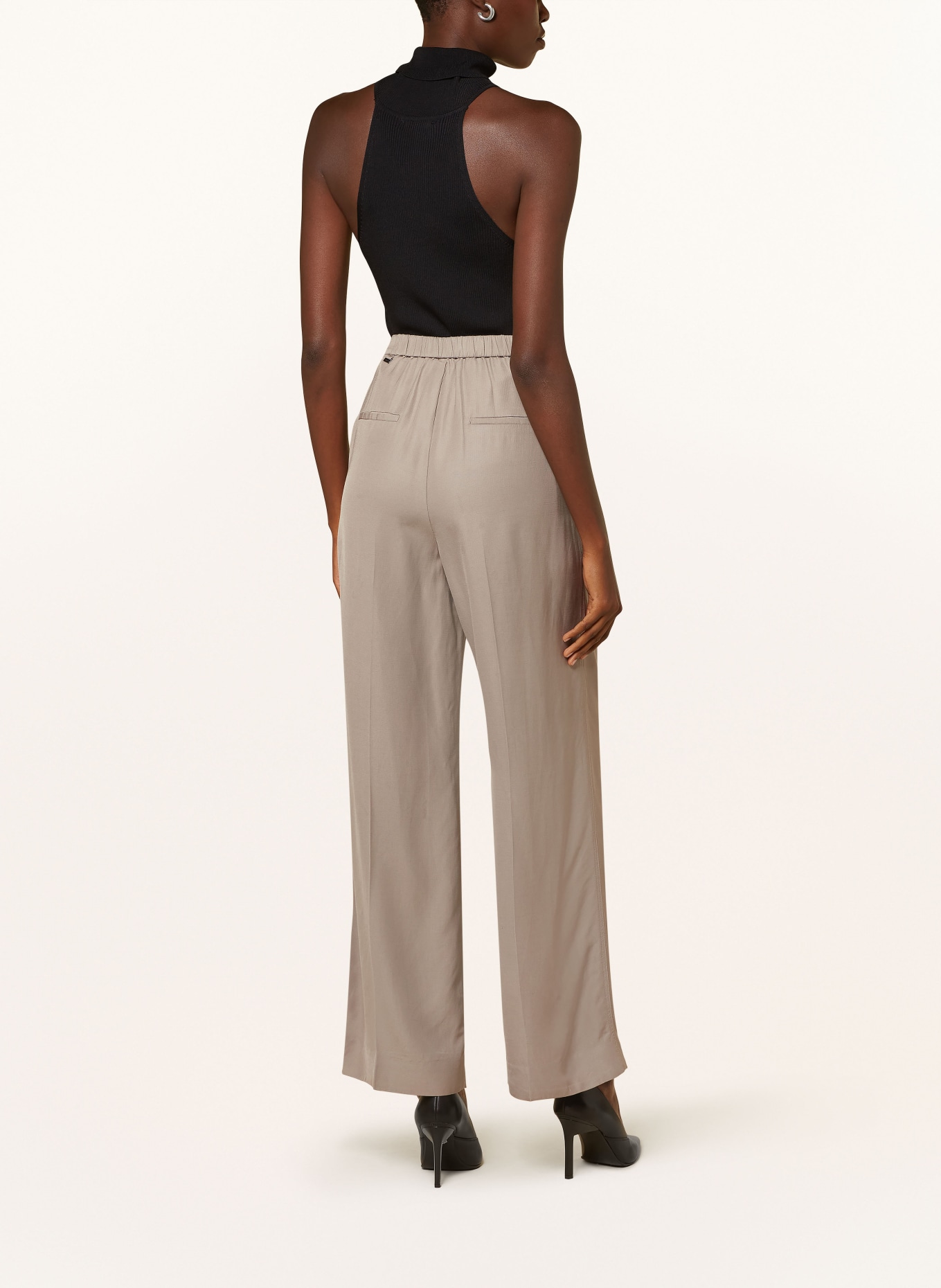 Calvin Klein Wide leg trousers with linen, Color: TAUPE (Image 3)