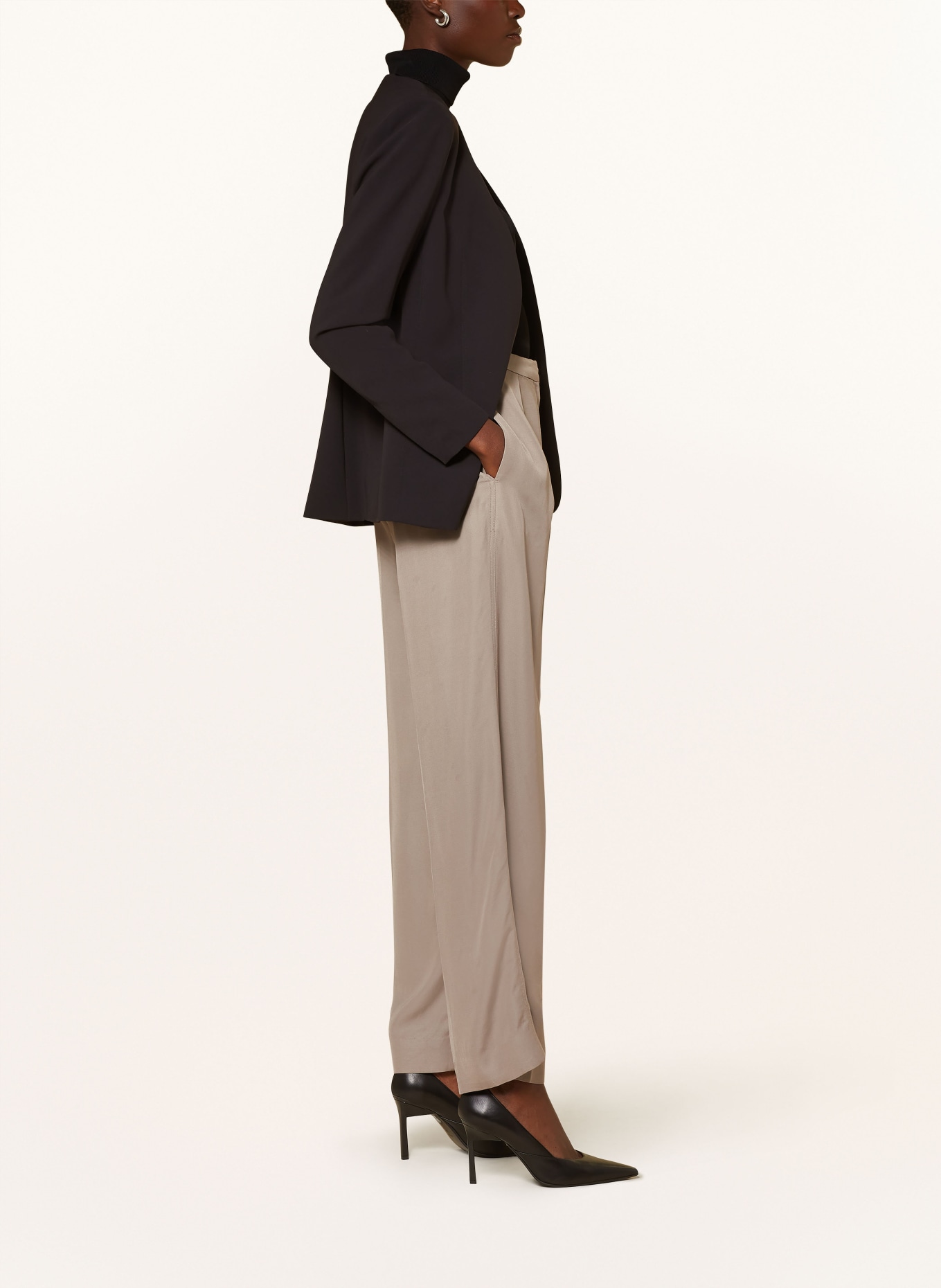 Calvin Klein Wide leg trousers with linen, Color: TAUPE (Image 4)