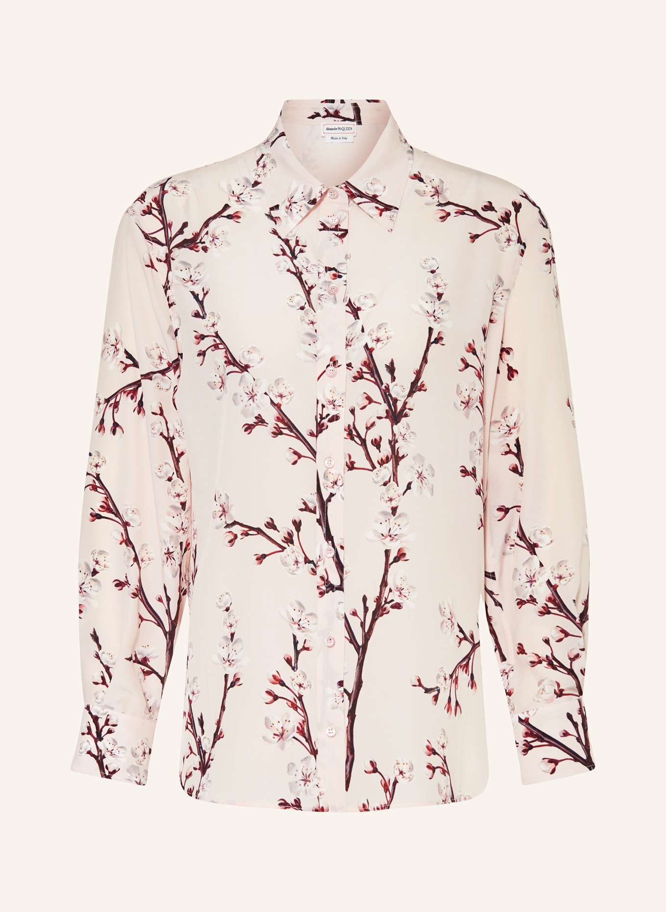 McQUEEN Hemdbluse aus Seide: ROSÉ / DUNKELROT / DUNKELBRAUN