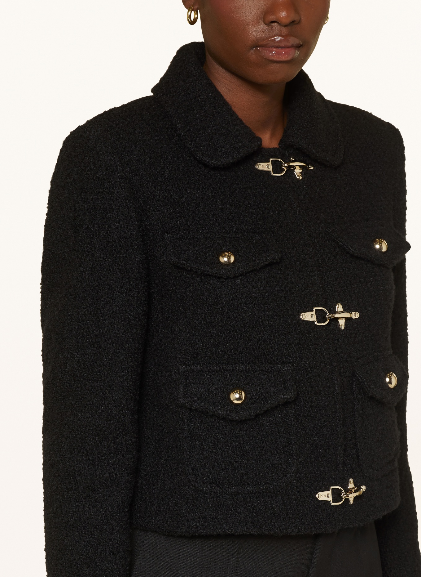 Fay Boxy jacket in bouclé, Color: BLACK (Image 4)