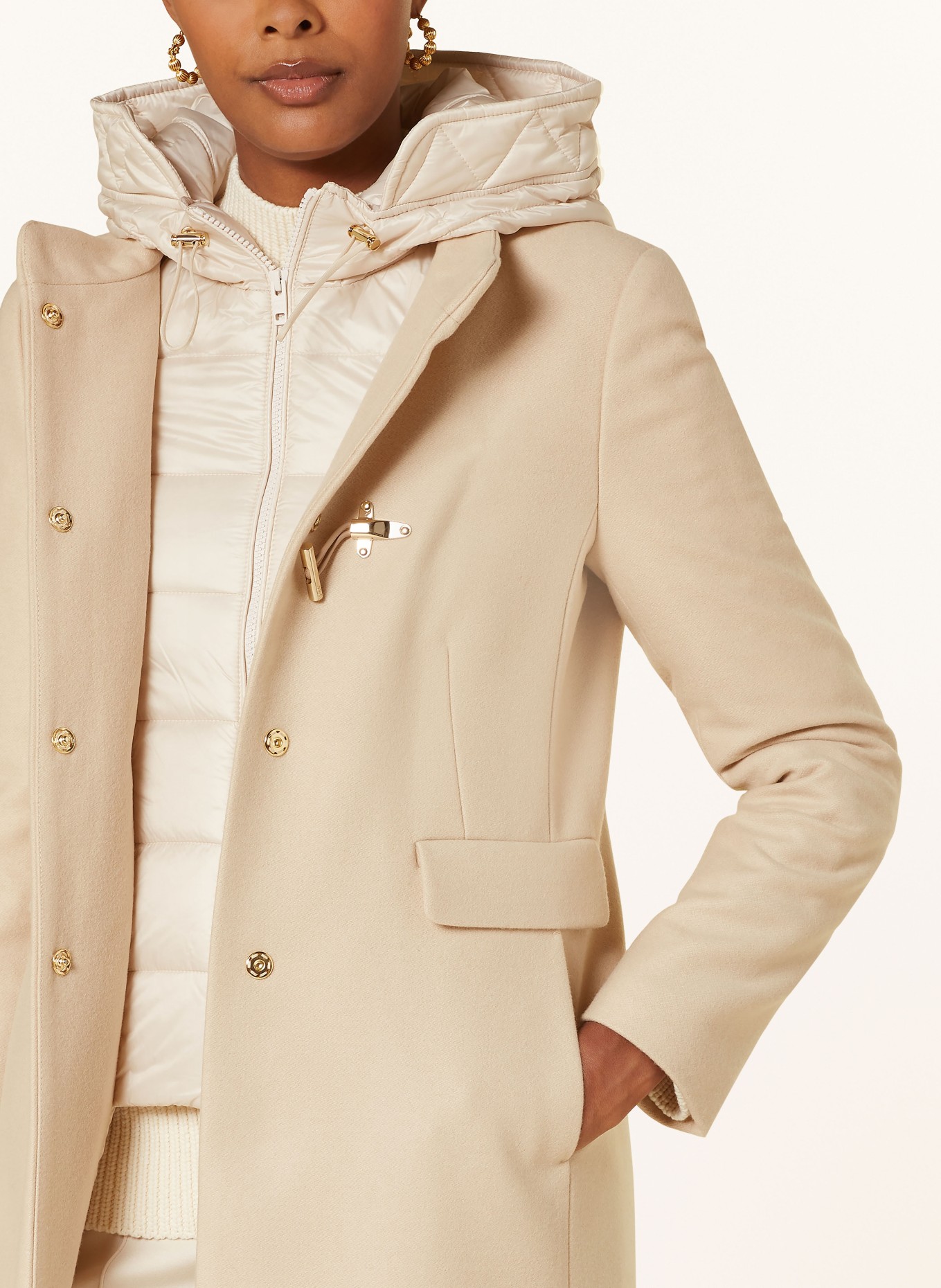 Fay Wool coat with placket in cream