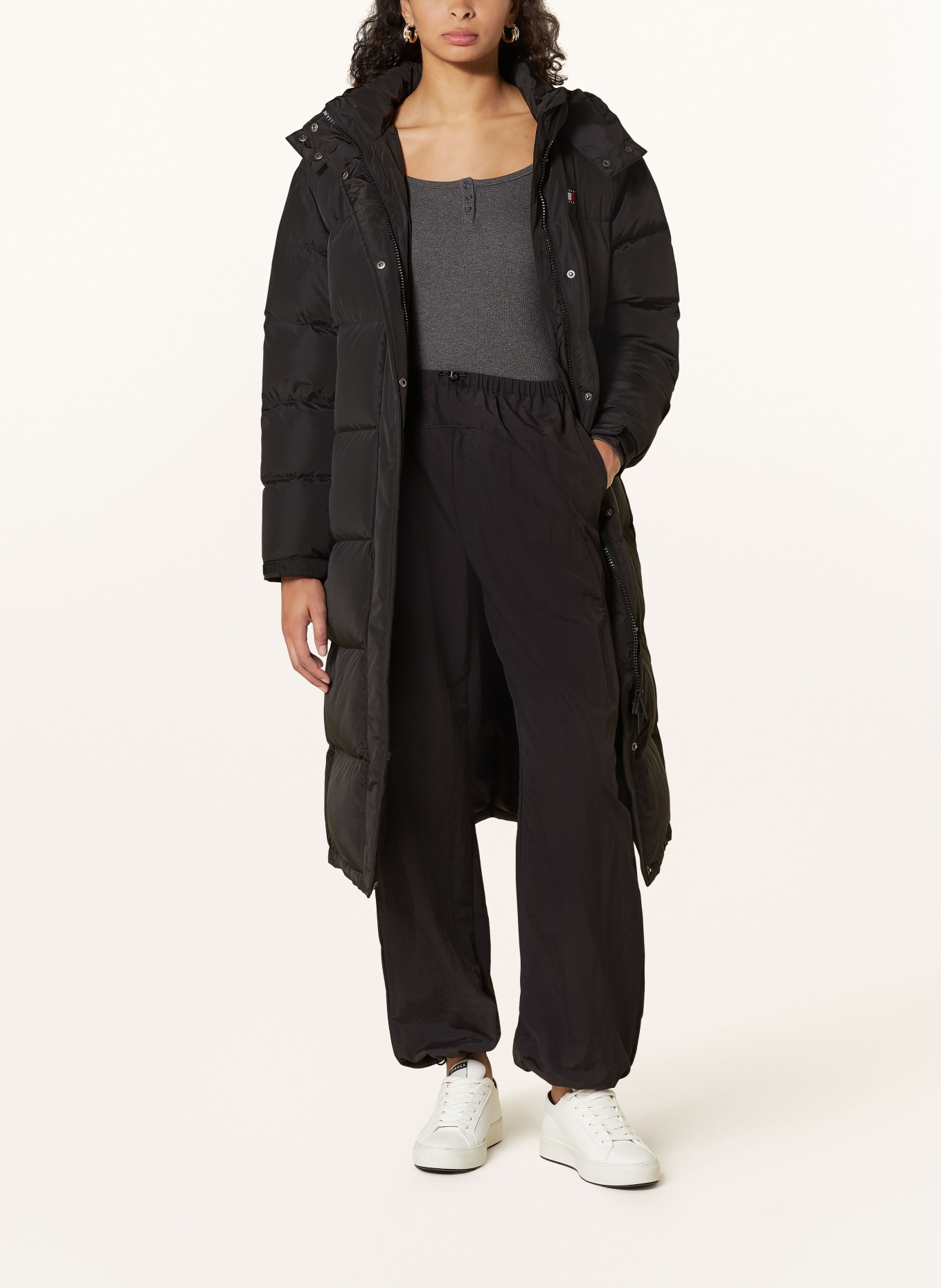 TOMMY JEANS Down jacket with removable hood: BLACK