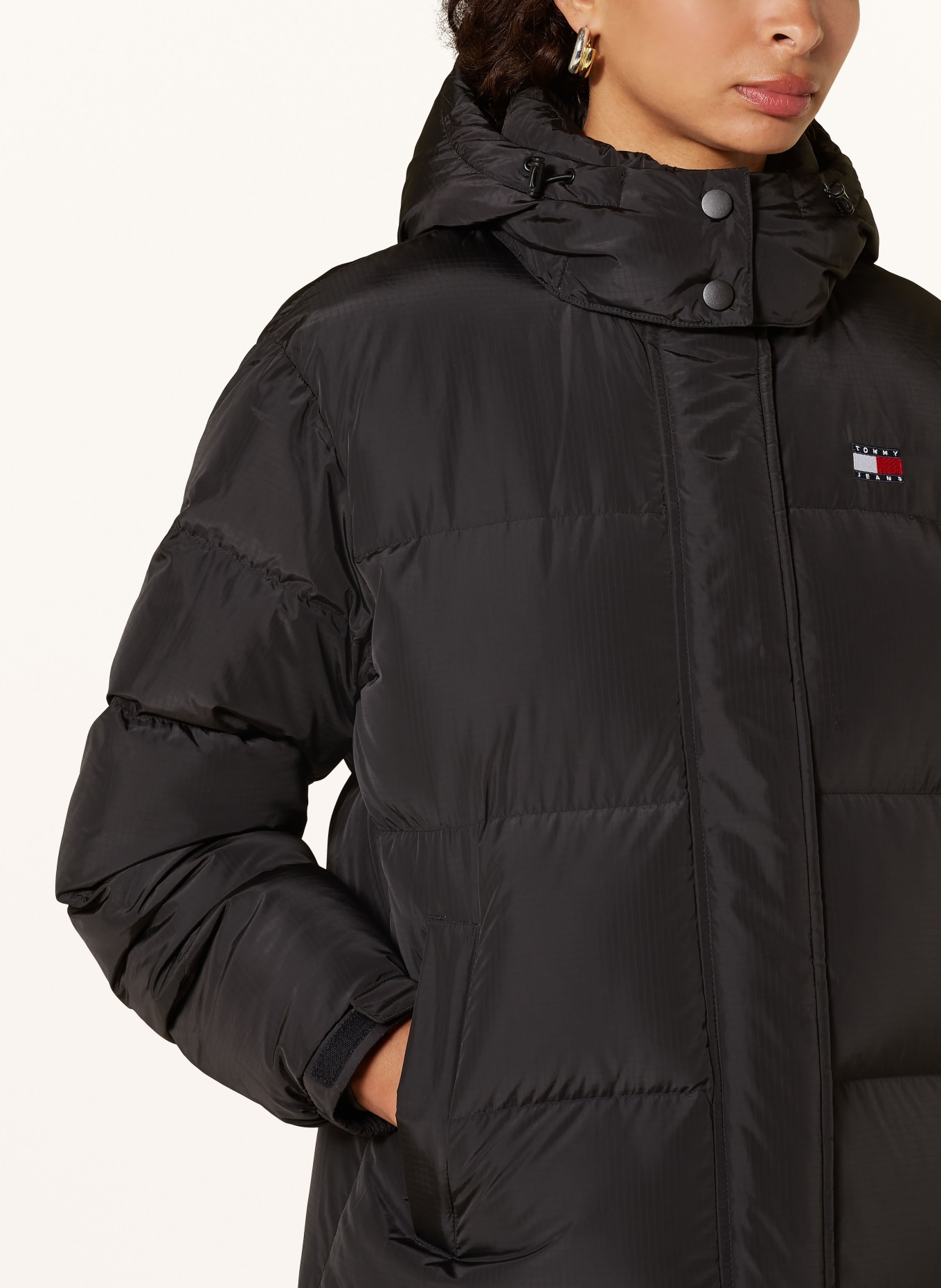 TOMMY JEANS Down jacket with removable hood: BLACK