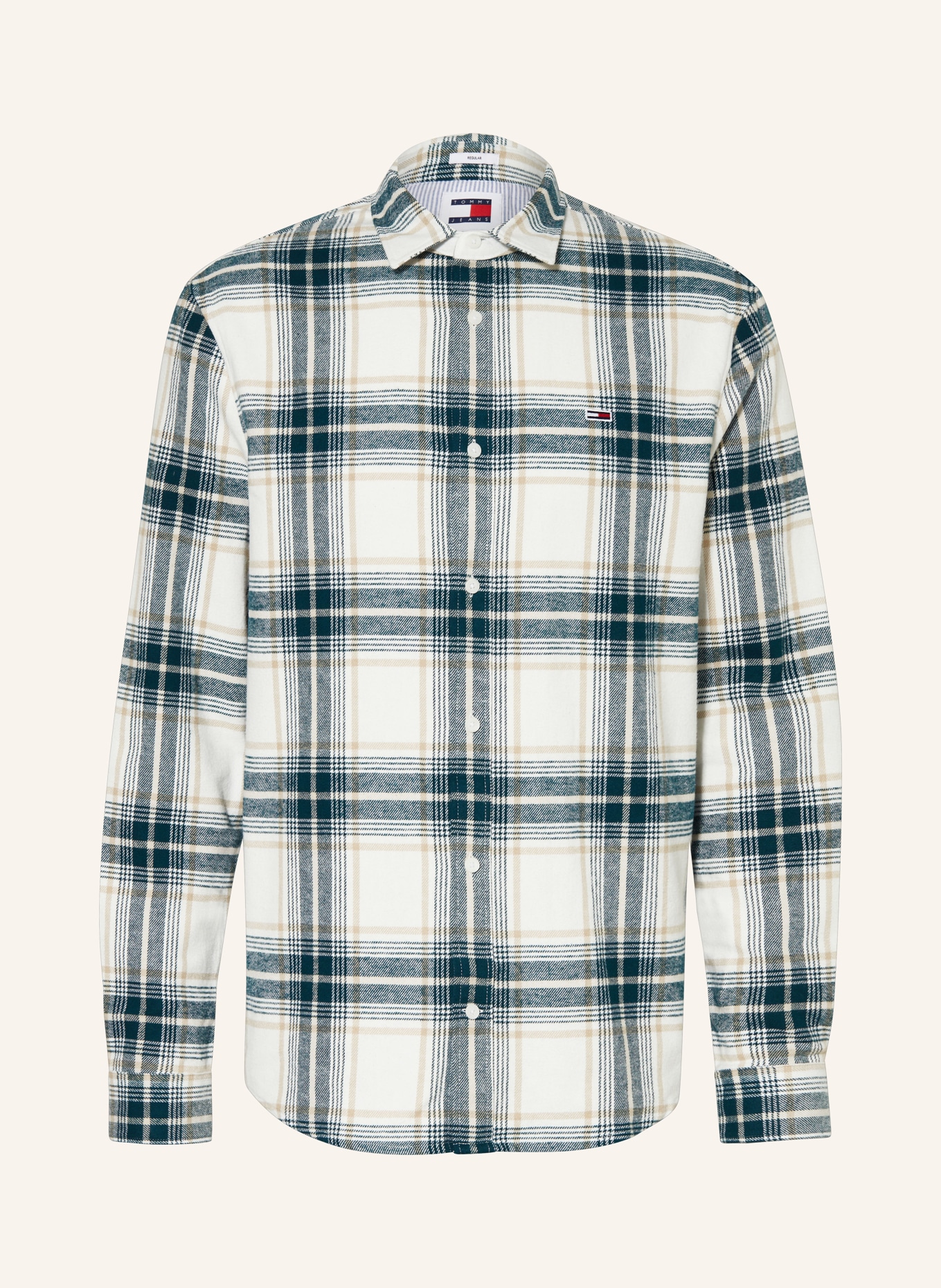 TOMMY JEANS Flanellhemd Regular Fit: WEISS / PETROL / BEIGE
