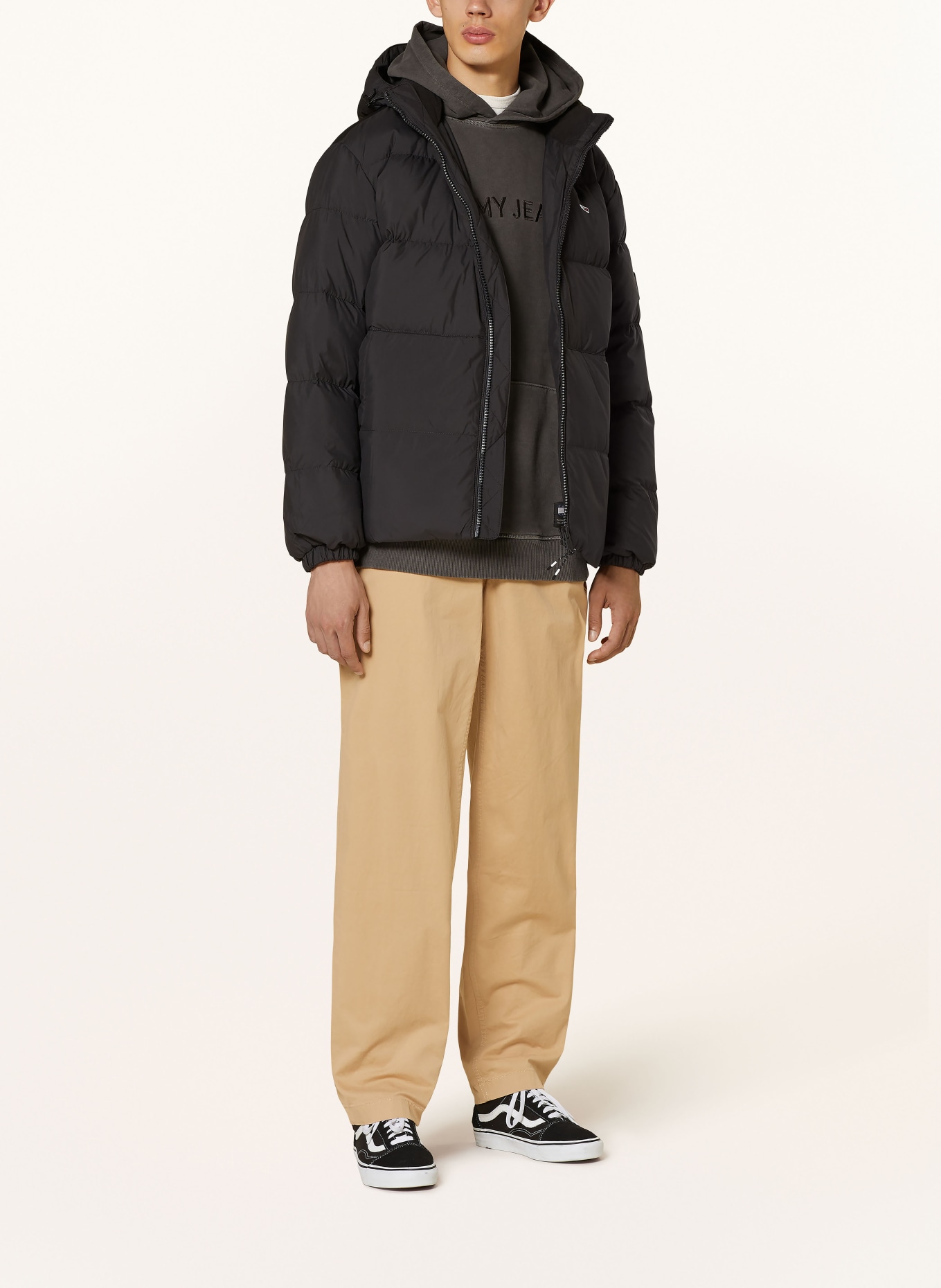 TOMMY JEANS Down jacket with removable hood: BLACK