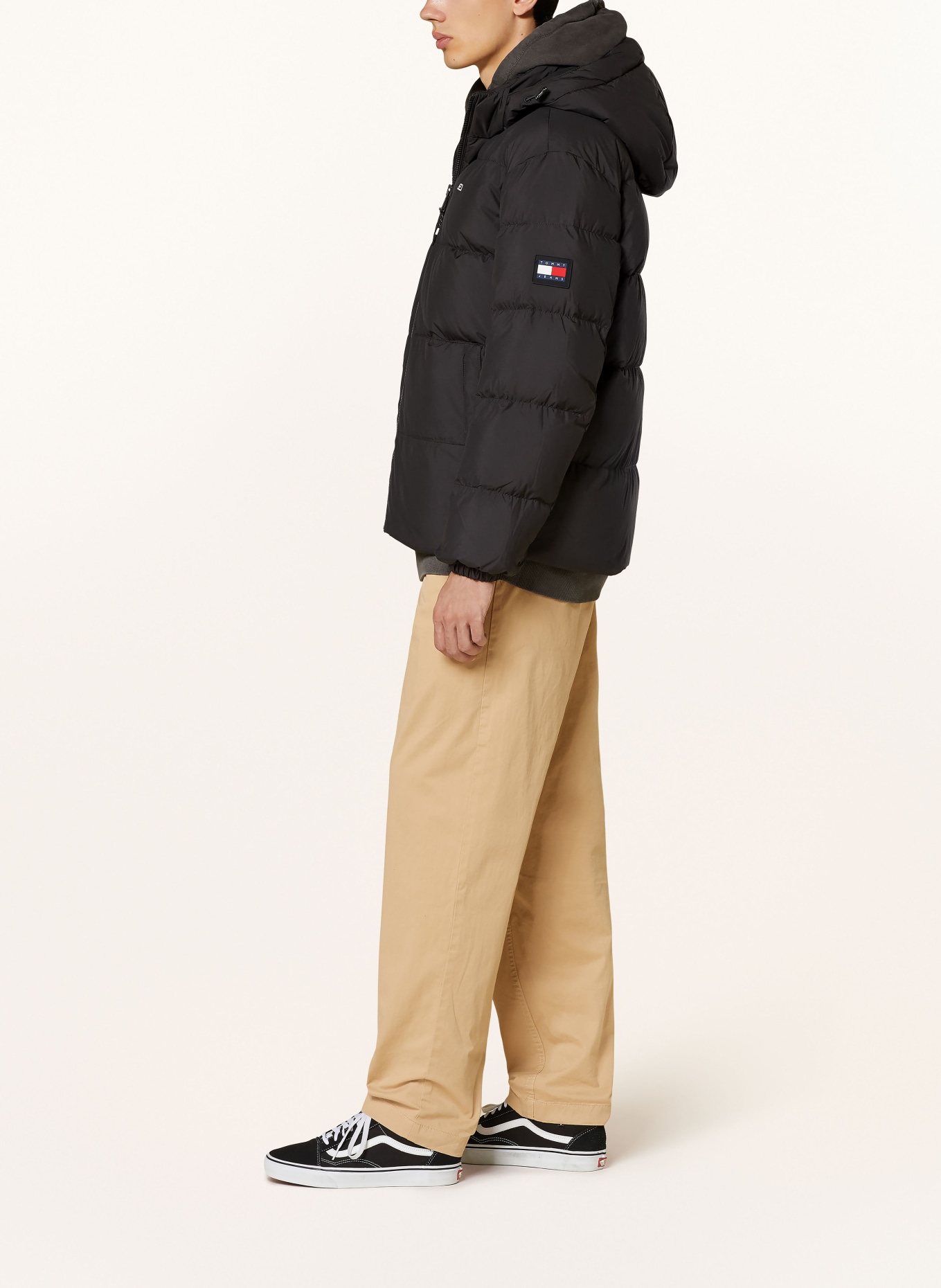 TOMMY JEANS Down jacket with removable hood: BLACK