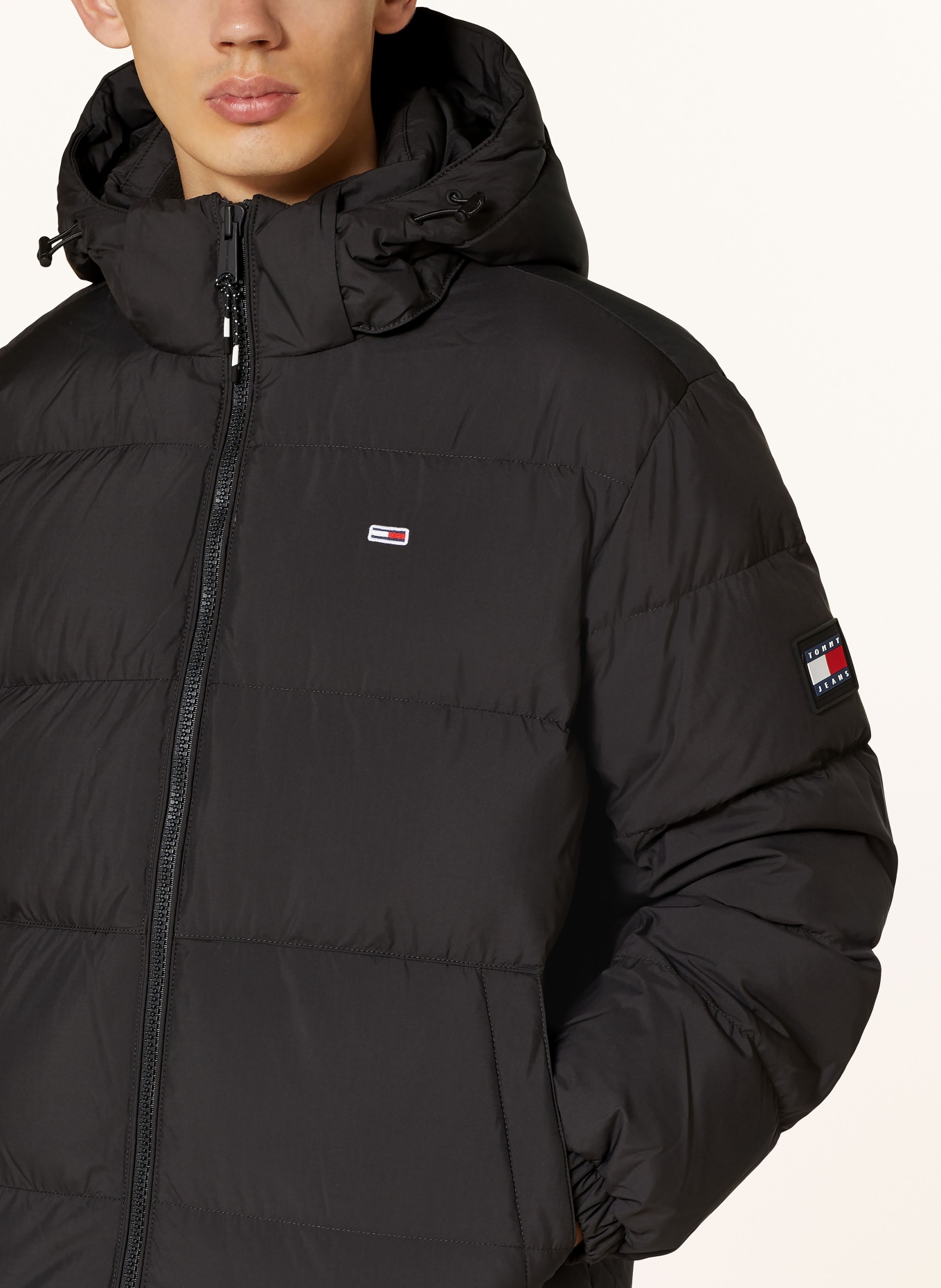 TOMMY JEANS Down jacket with removable hood: BLACK