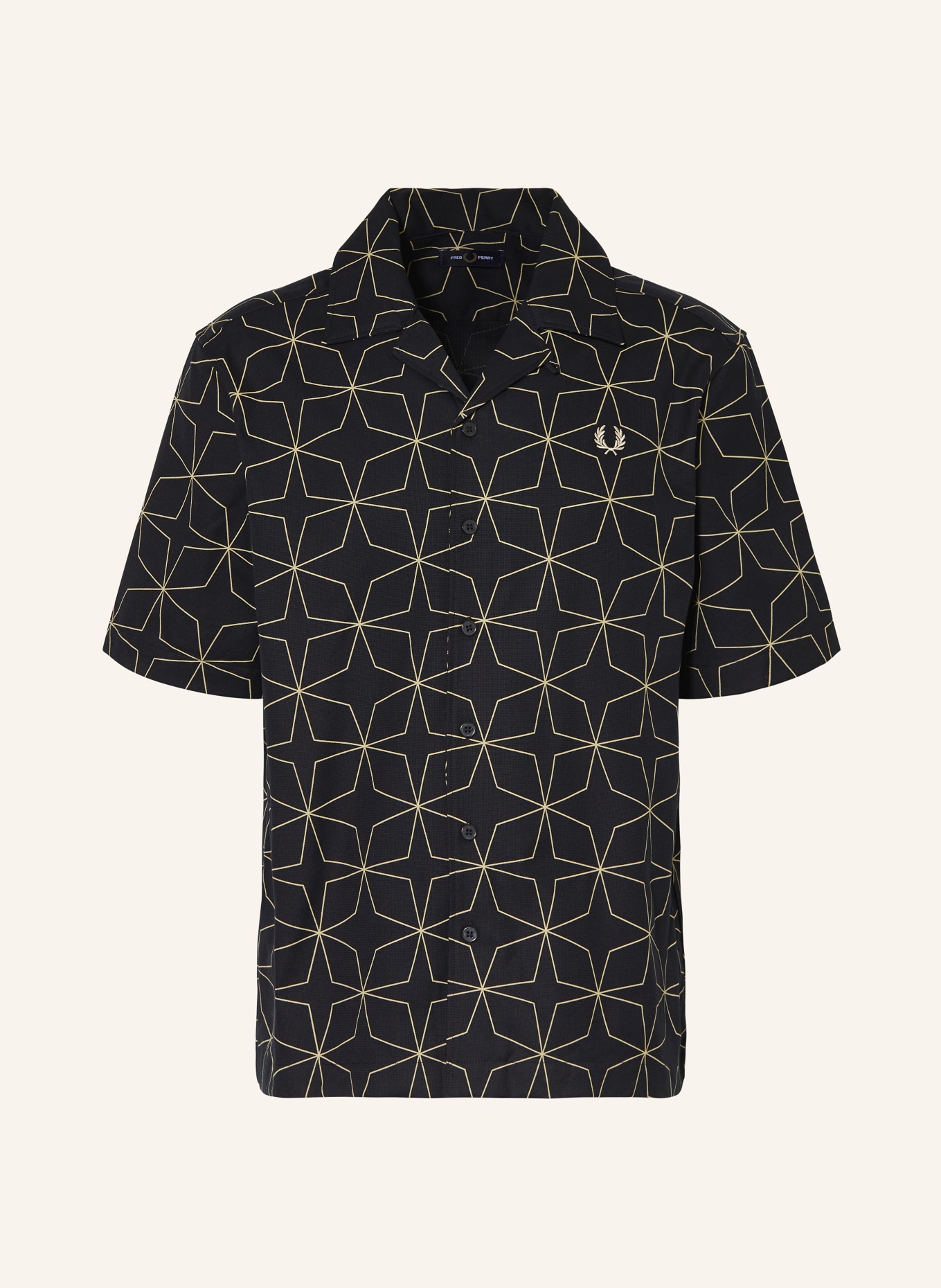 FRED PERRY Resort shirt comfort fit, Color: BLACK/ CREAM (Image 1)