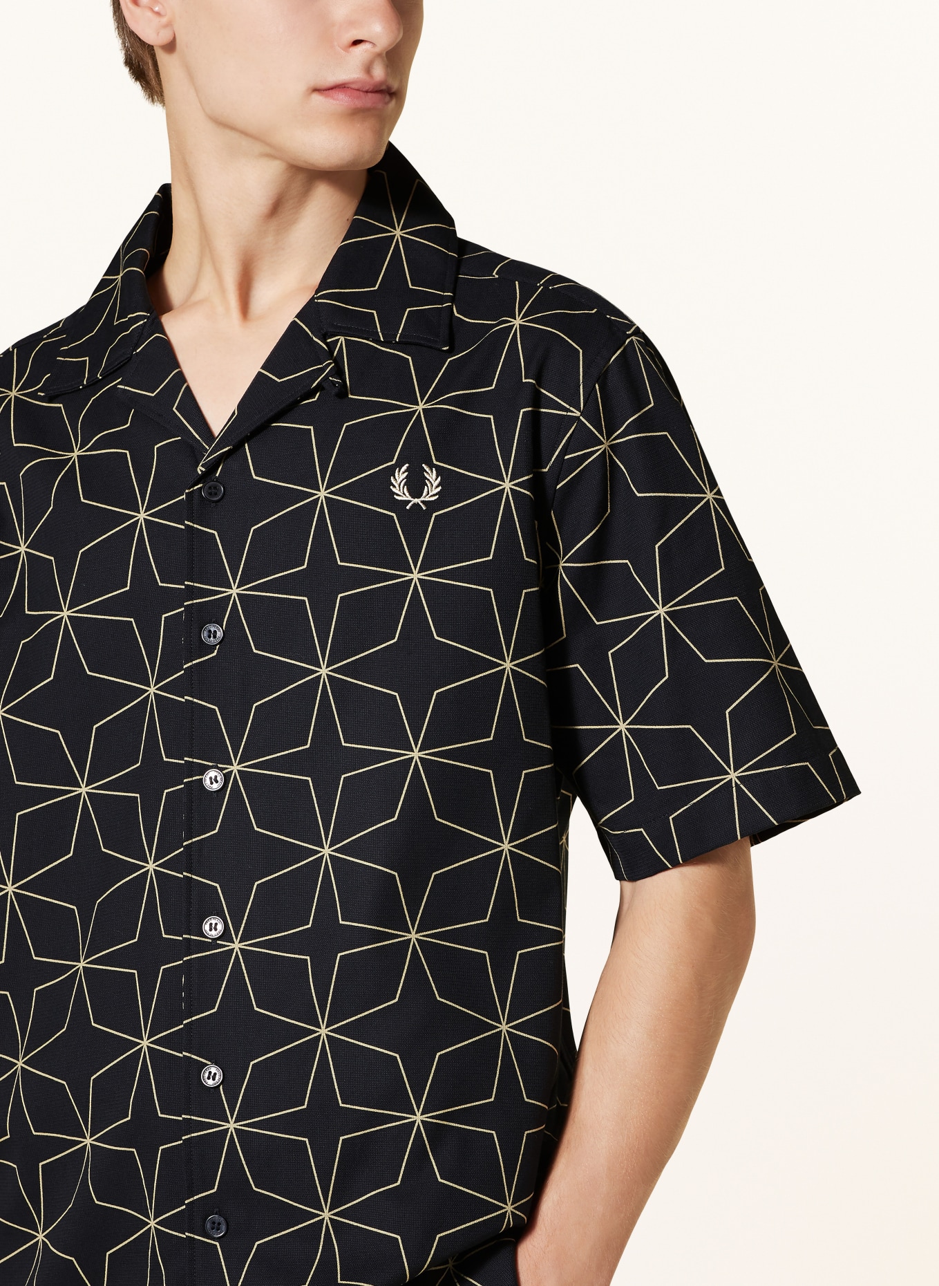 FRED PERRY Resort shirt comfort fit, Color: BLACK/ CREAM (Image 4)