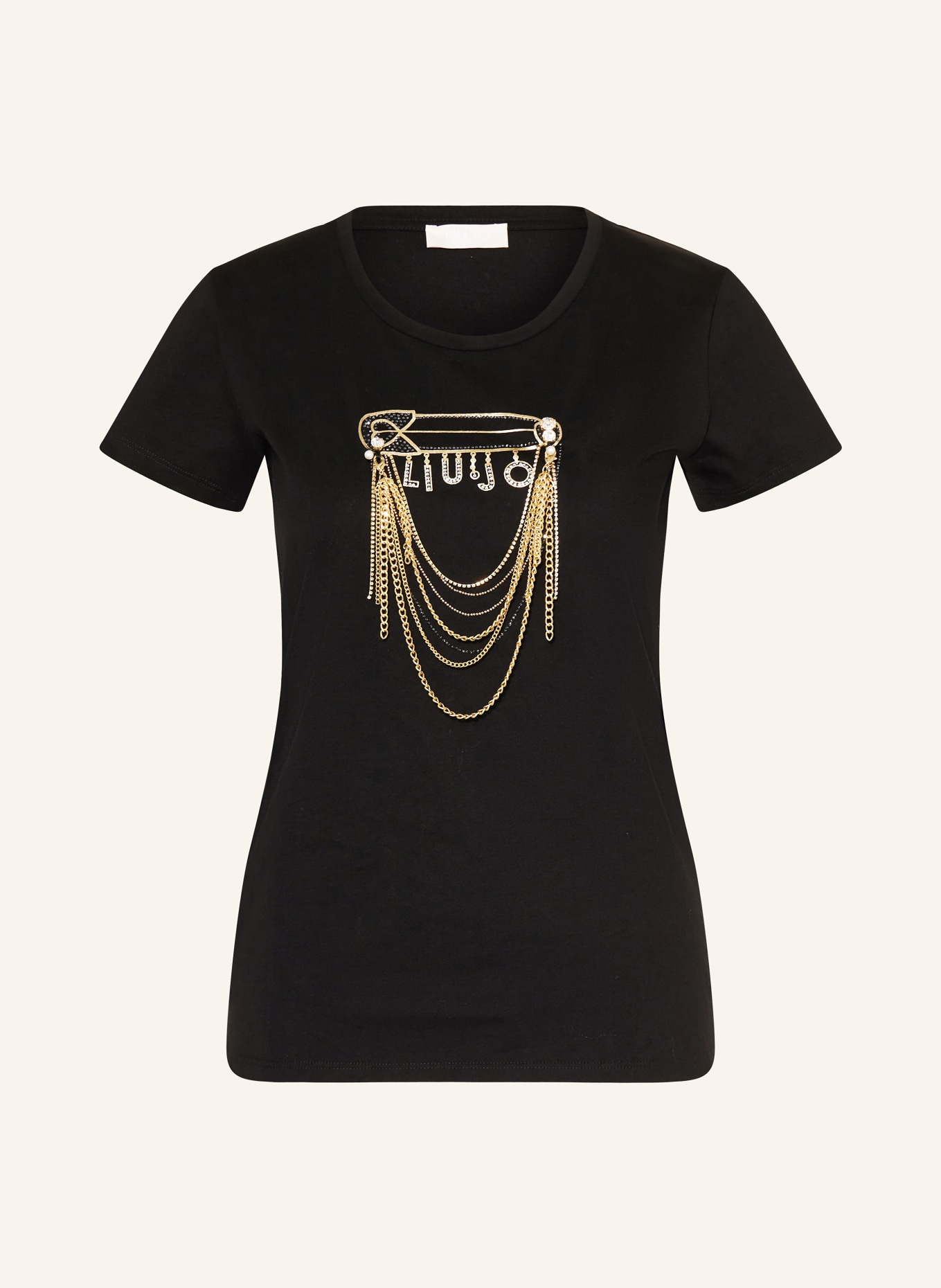 LIU JO T Shirt mit Schmucksteinen in schwarz