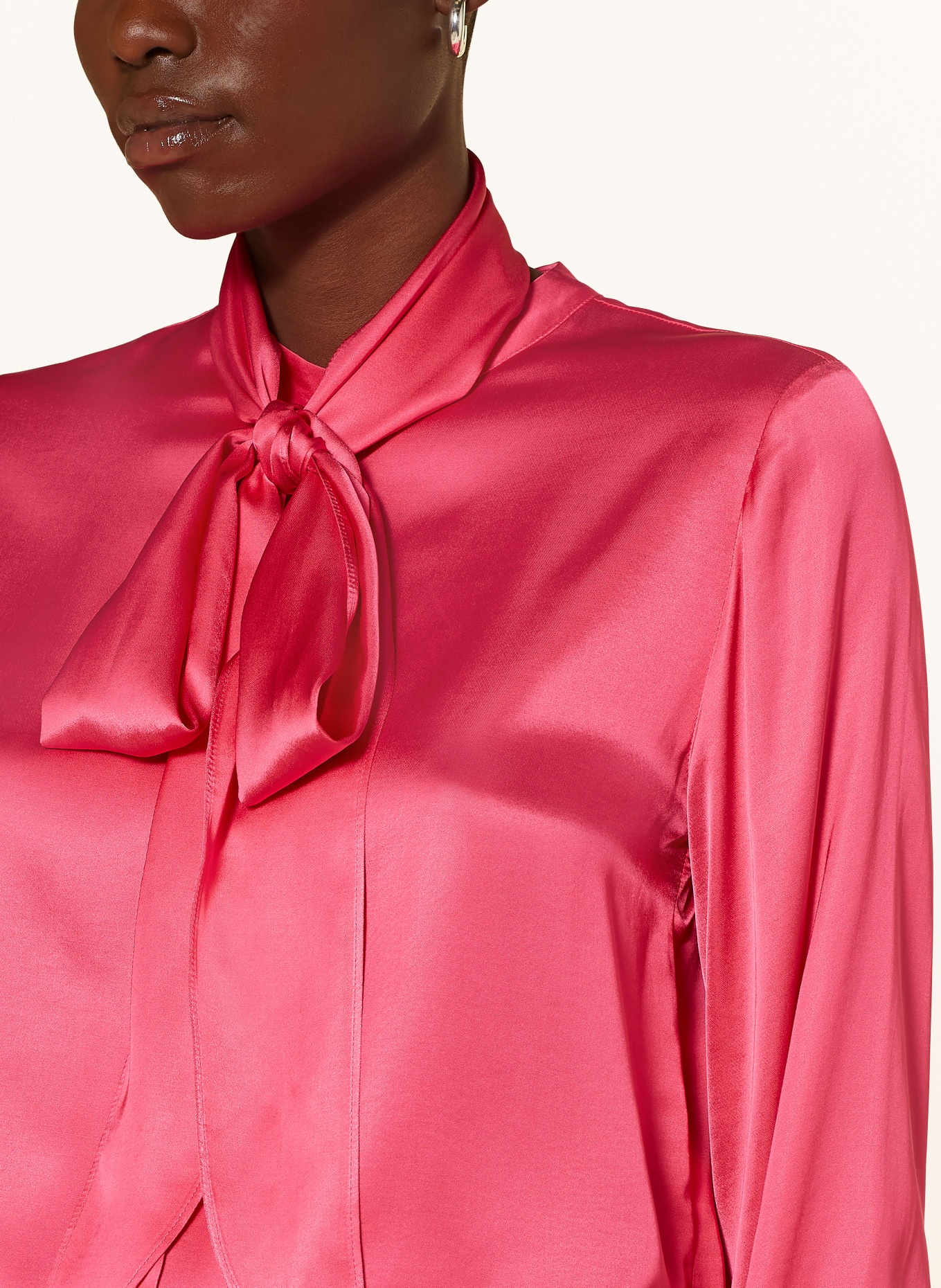 Satin blouse with bow tie on sale