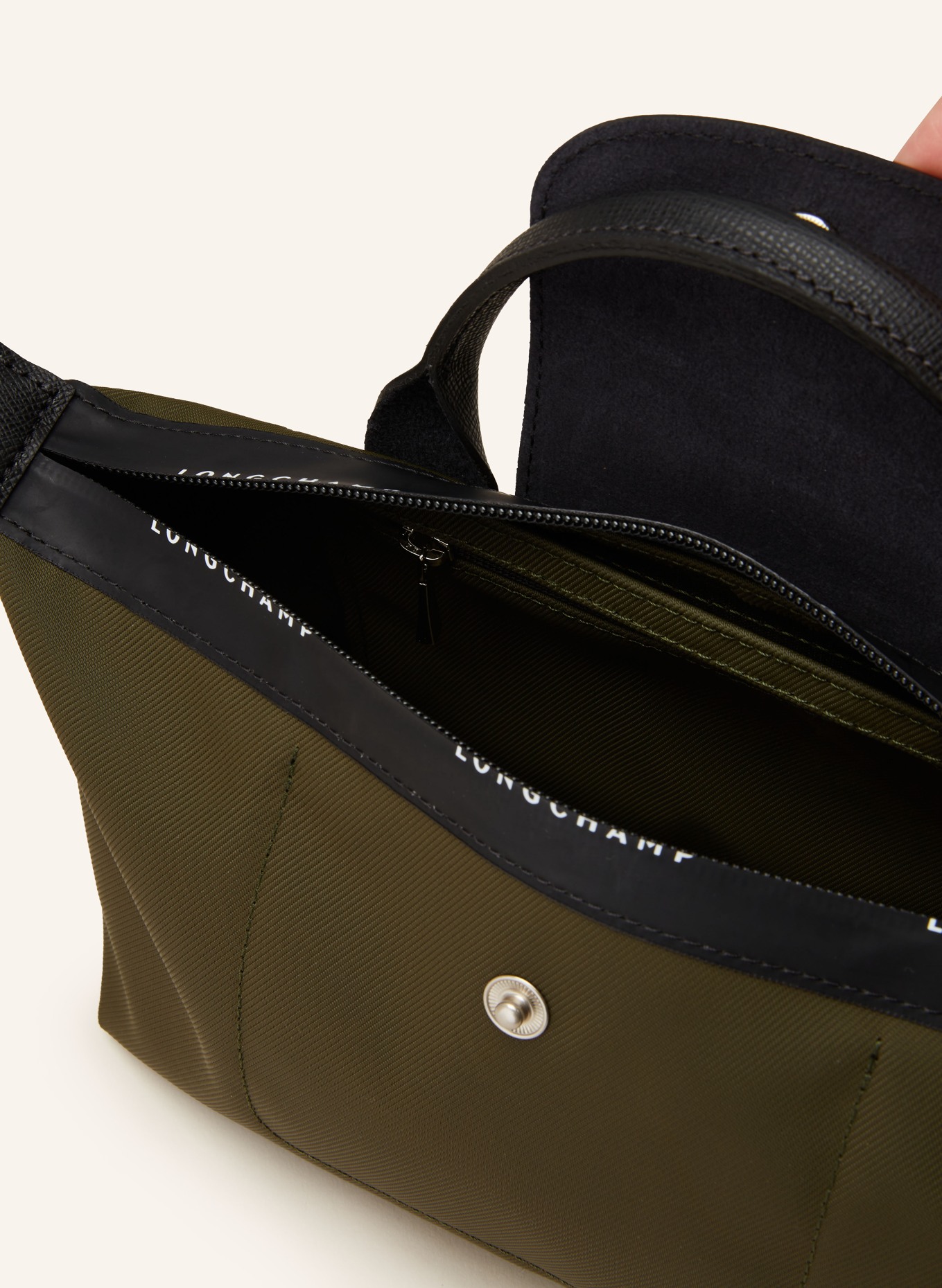 LONGCHAMP Handtasche POCHETTE POUCH M: KHAKI / SCHWARZ