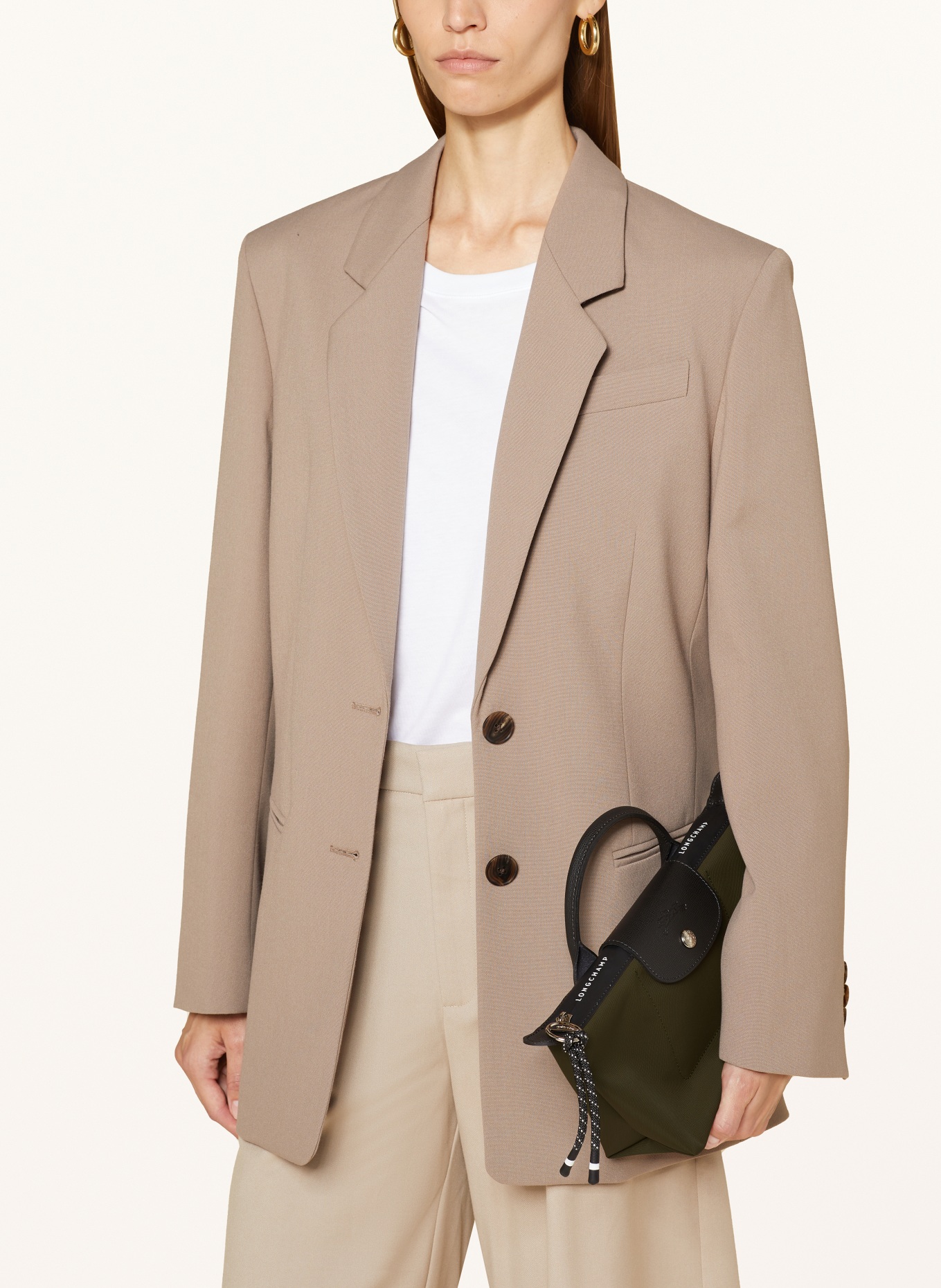 LONGCHAMP Handtasche POCHETTE POUCH M: KHAKI / SCHWARZ