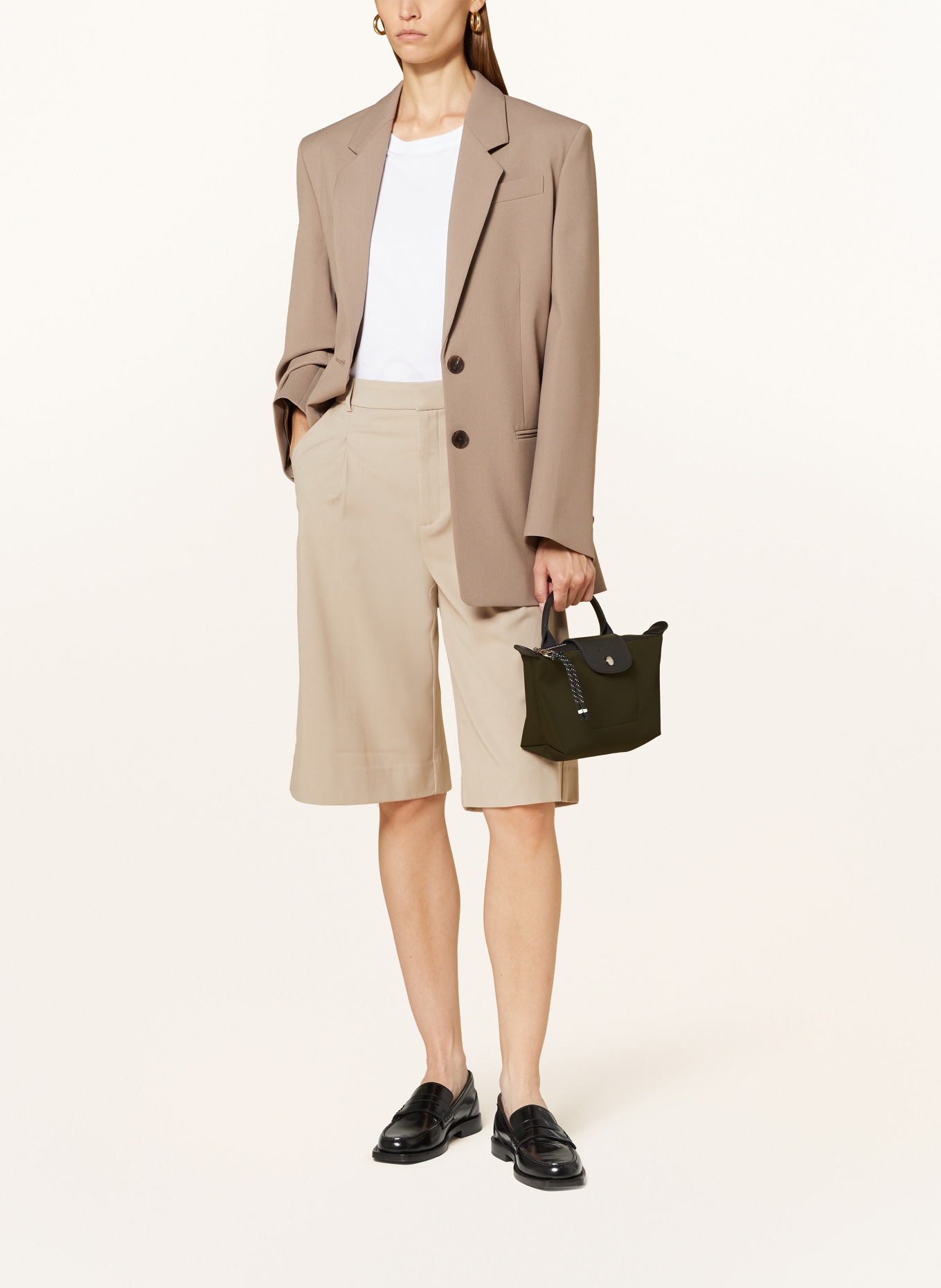 LONGCHAMP Handtasche POCHETTE POUCH M: KHAKI / SCHWARZ