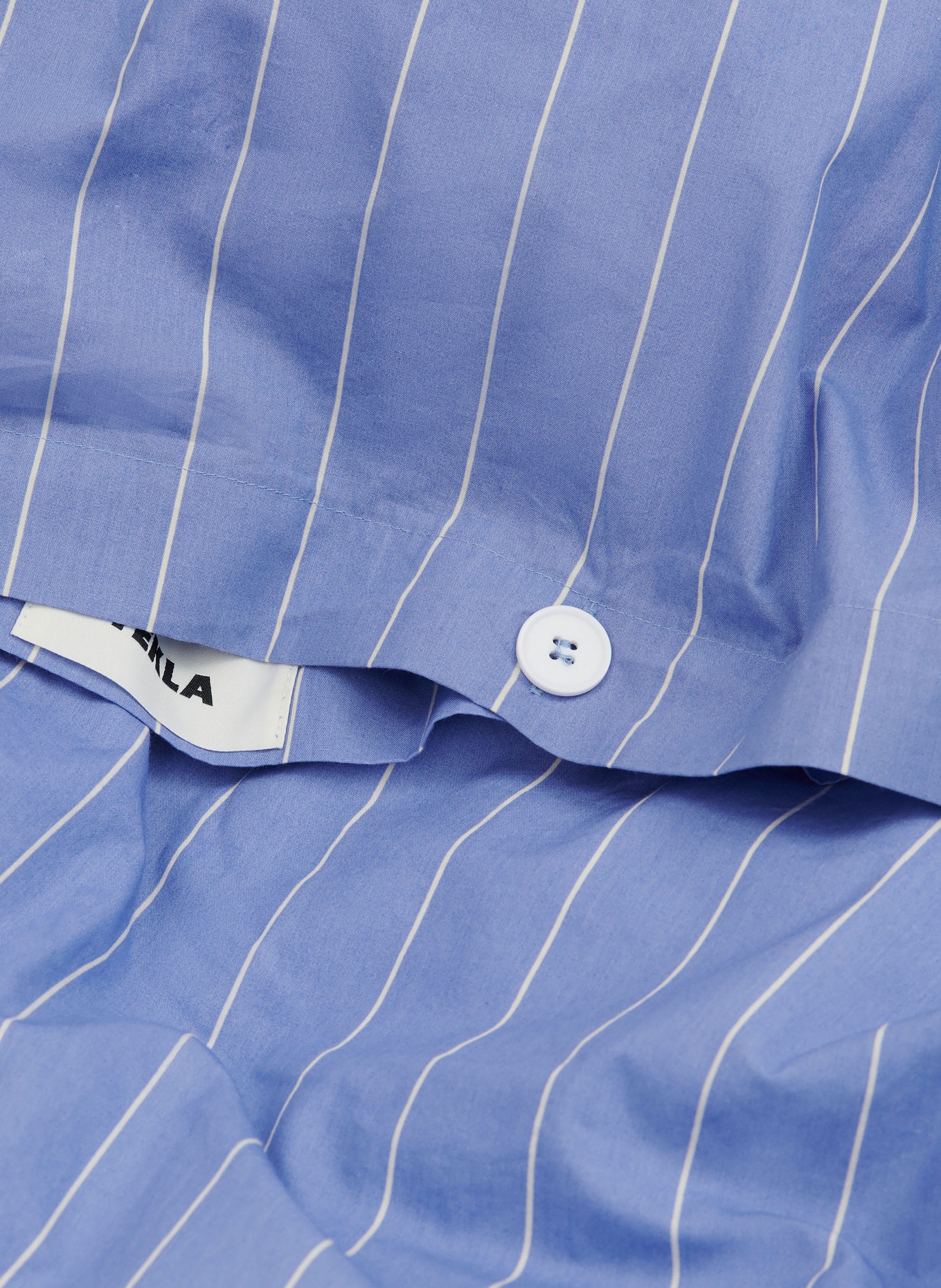 TEKLA Spannbetttuch BELLA DONNA PREMIUM: BLAU/ WEISS
