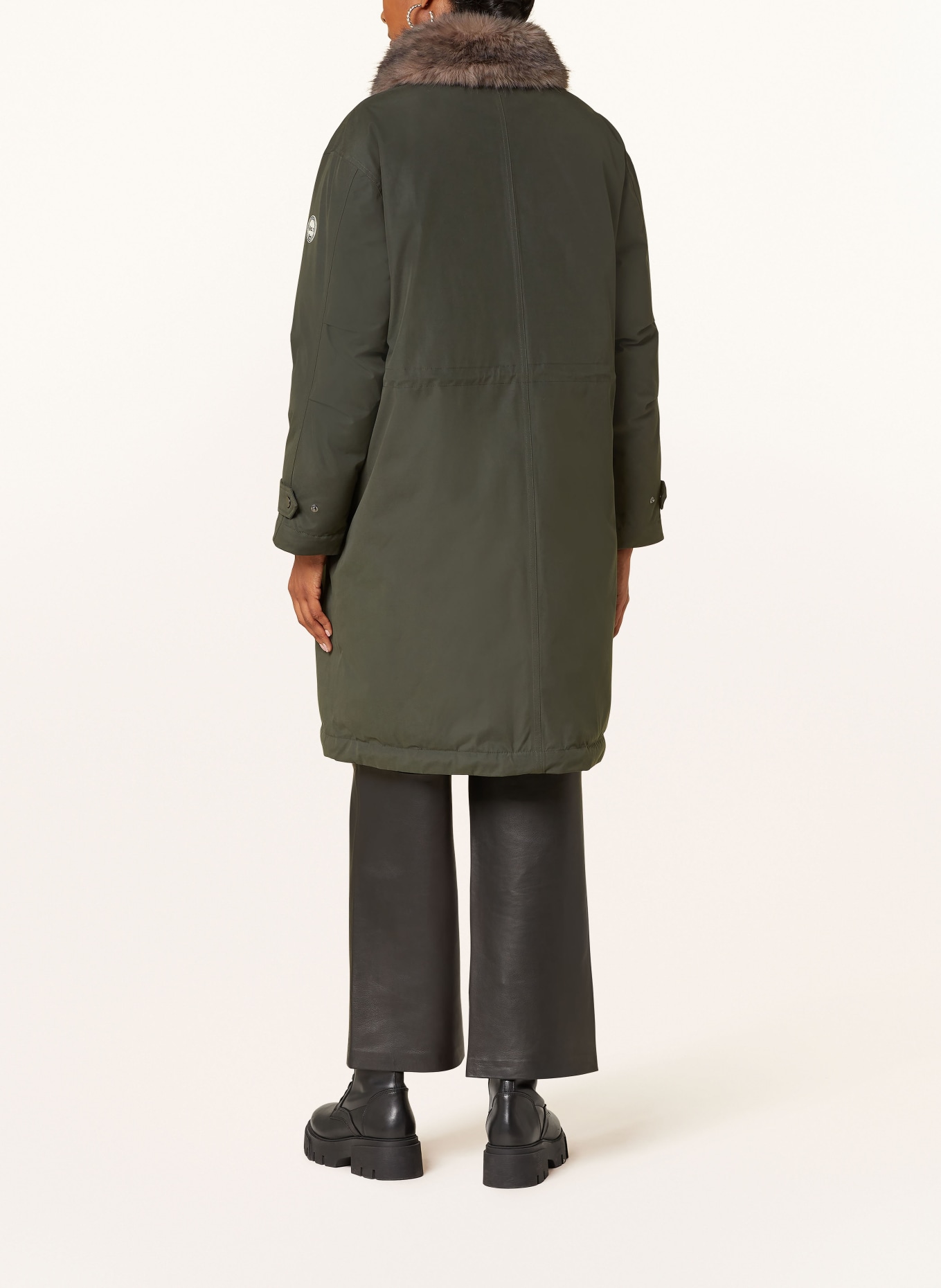 No.1 Como Parka MIRA mit abnehmbarem Kunstpelz: KHAKI