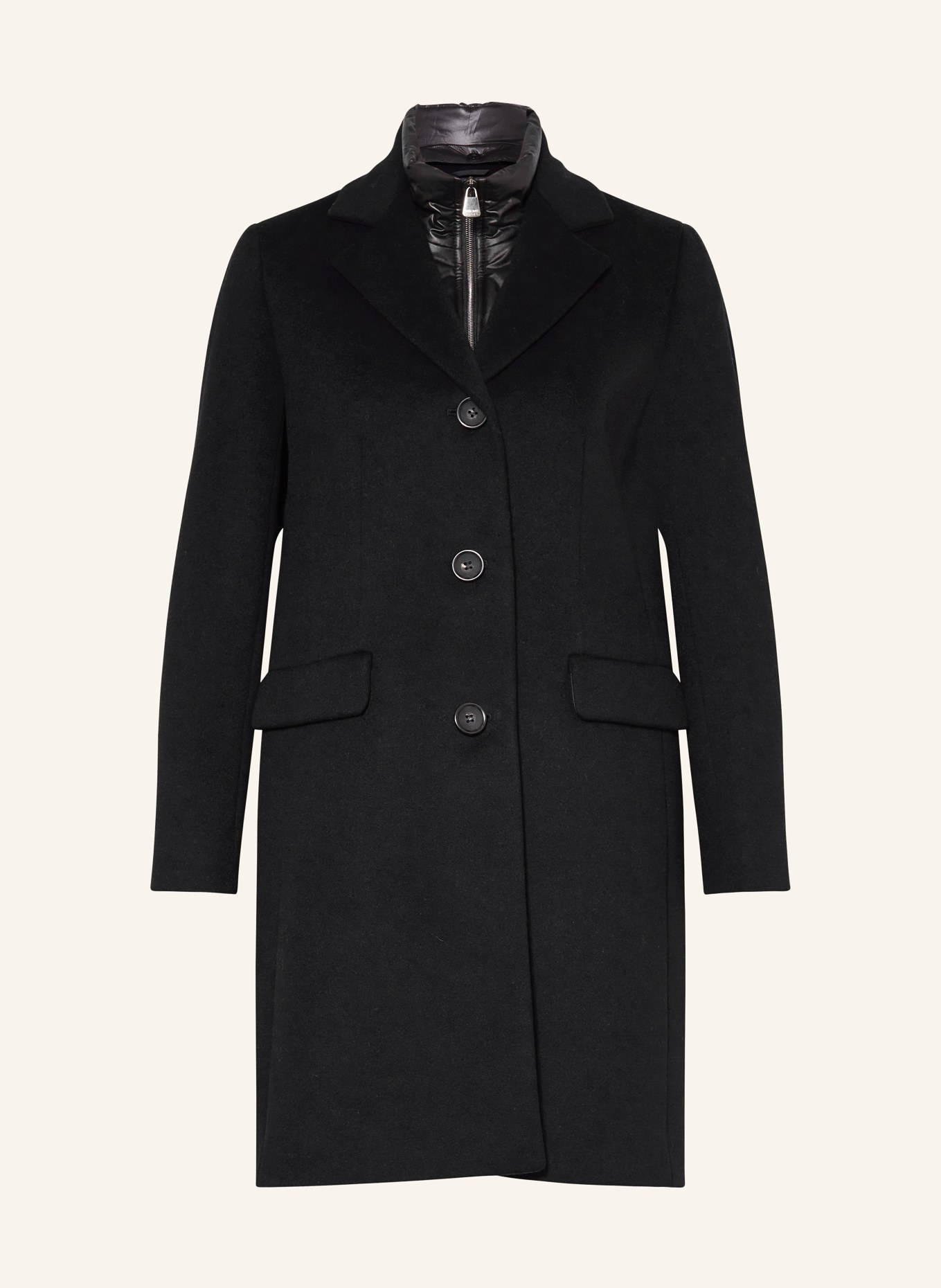 ICONS CINZIA ROCCA Wool coat with removable trim: BLACK