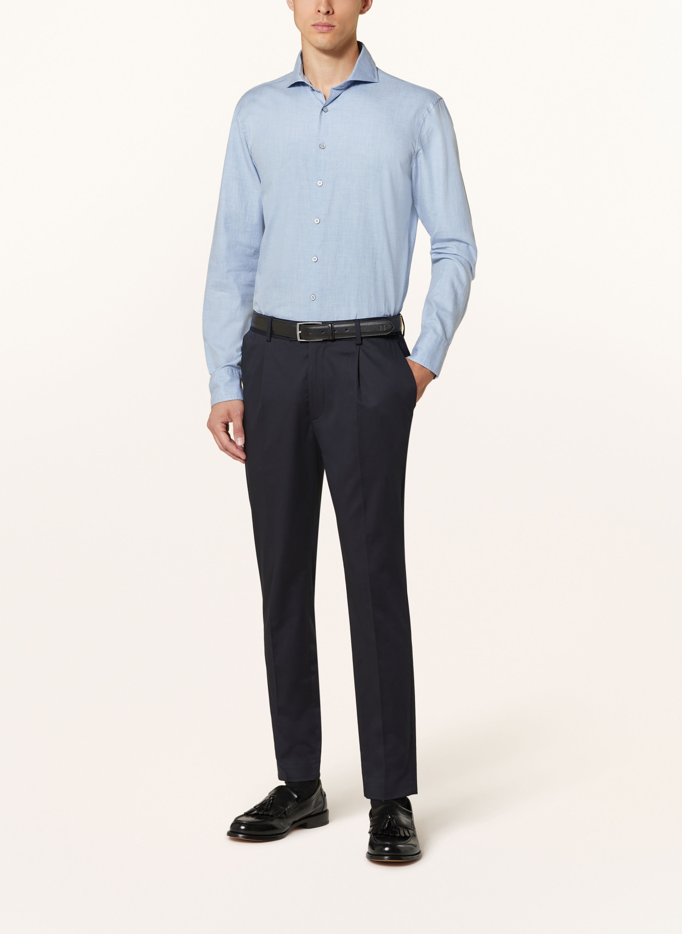 STROKESMAN'S Hemd Regular Fit mit extralangem Arm: HELLBLAU