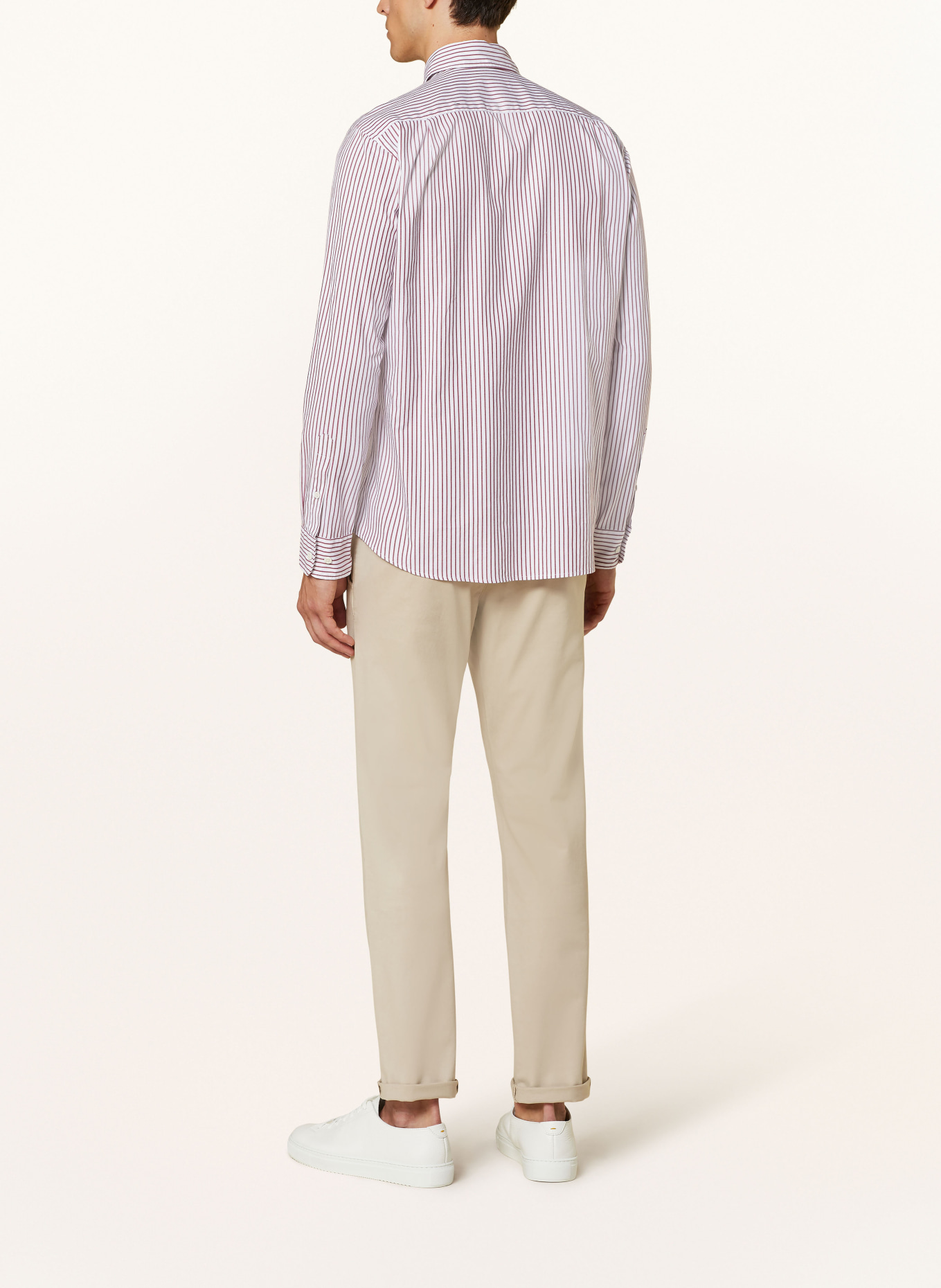 STROKESMAN'S Hemd Regular Fit: DUNKELROT / WEISS