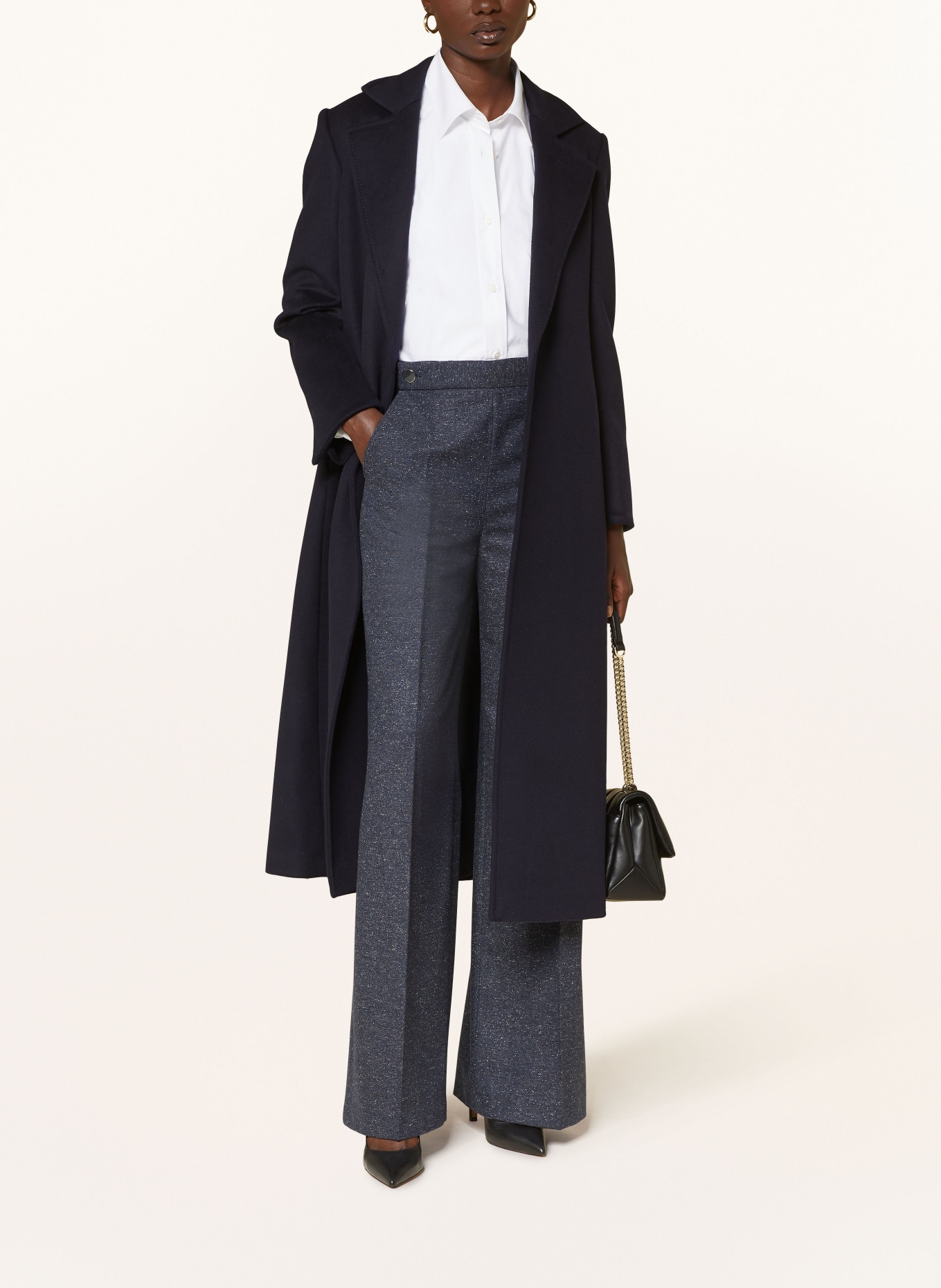 BOSS Marlene trousers TUPITA, Color: DARK BLUE/ WHITE (Image 2)