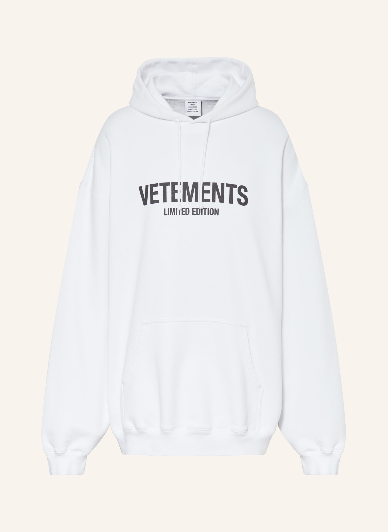 VETEMENTS Oversized-Hoodie: WEISS/ SCHWARZ