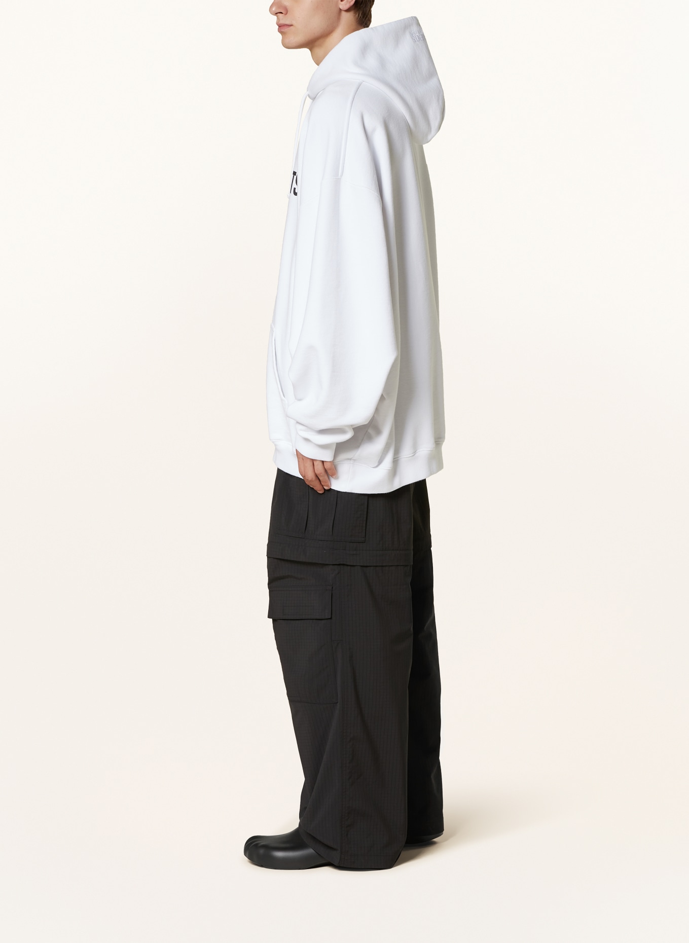 VETEMENTS Oversized-Hoodie: WEISS/ SCHWARZ
