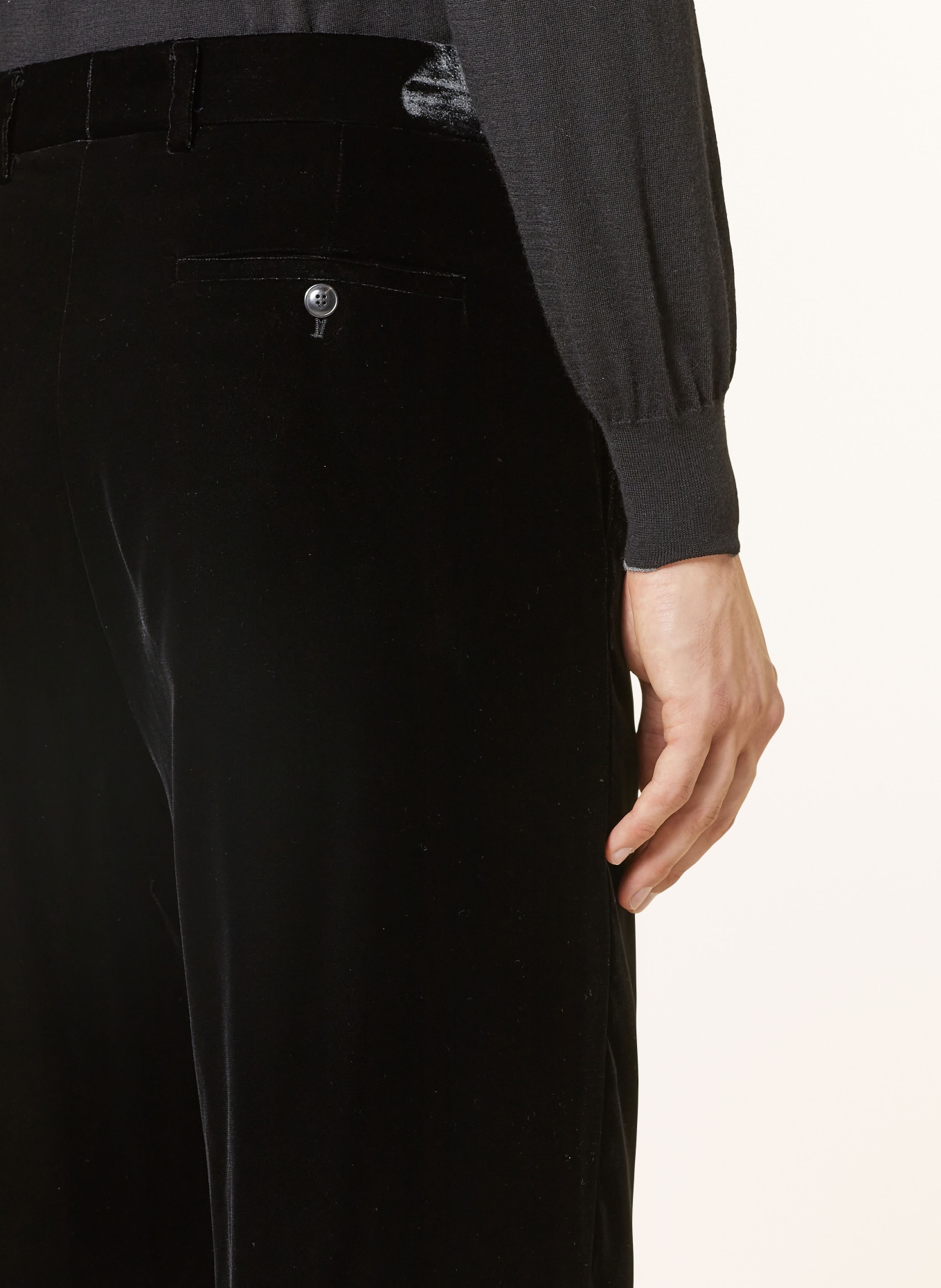 GIORGIO ARMANI Velvet pants regular fit in uc001 black beauty
