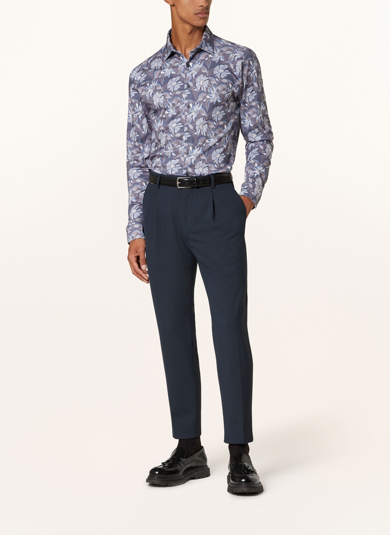 DESOTO Koszula z dżerseju slim fit: SZARY / NIEBIESKI / SZARONIEBIESKI