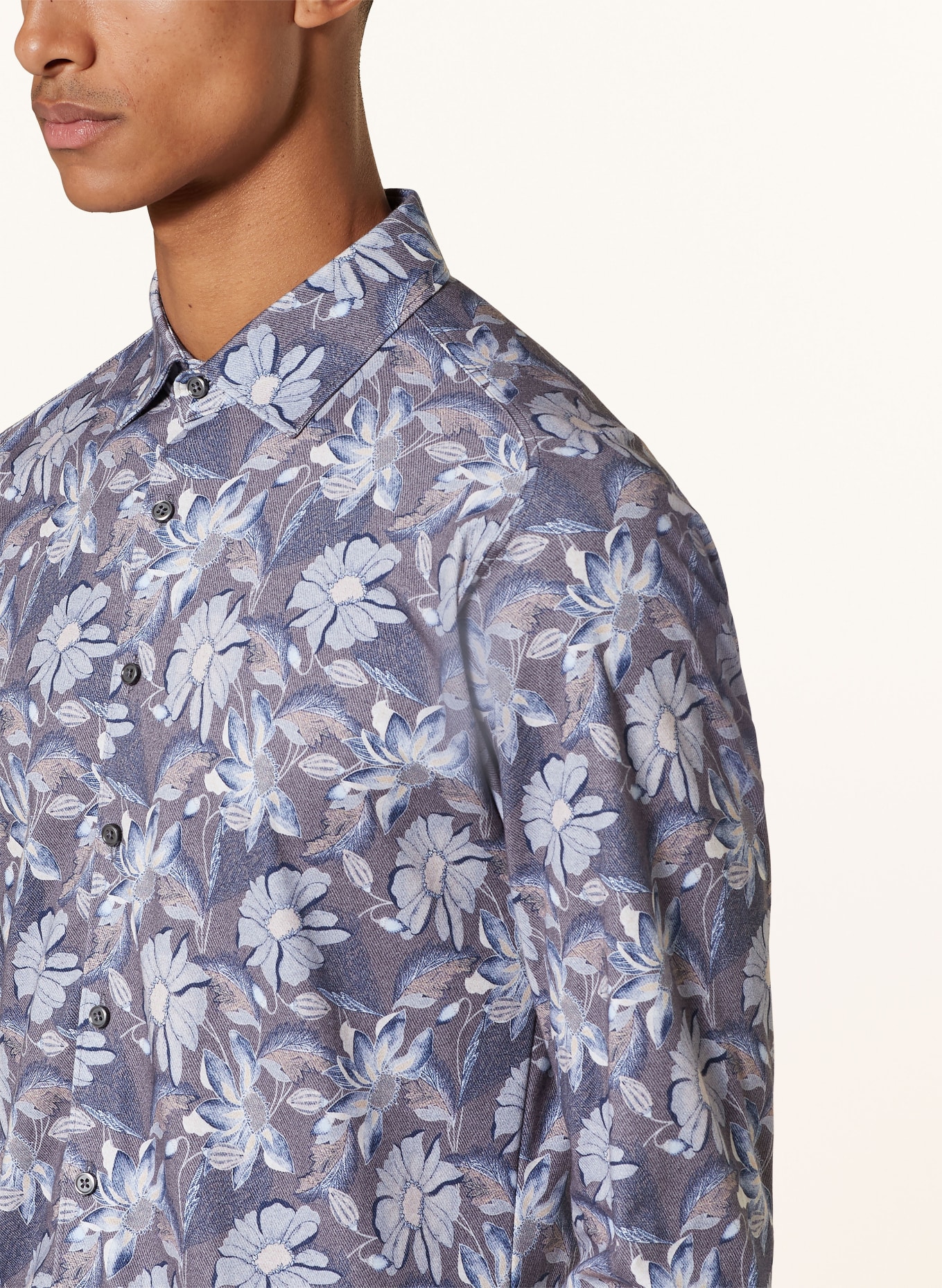 DESOTO Koszula z dżerseju slim fit: SZARY / NIEBIESKI / SZARONIEBIESKI