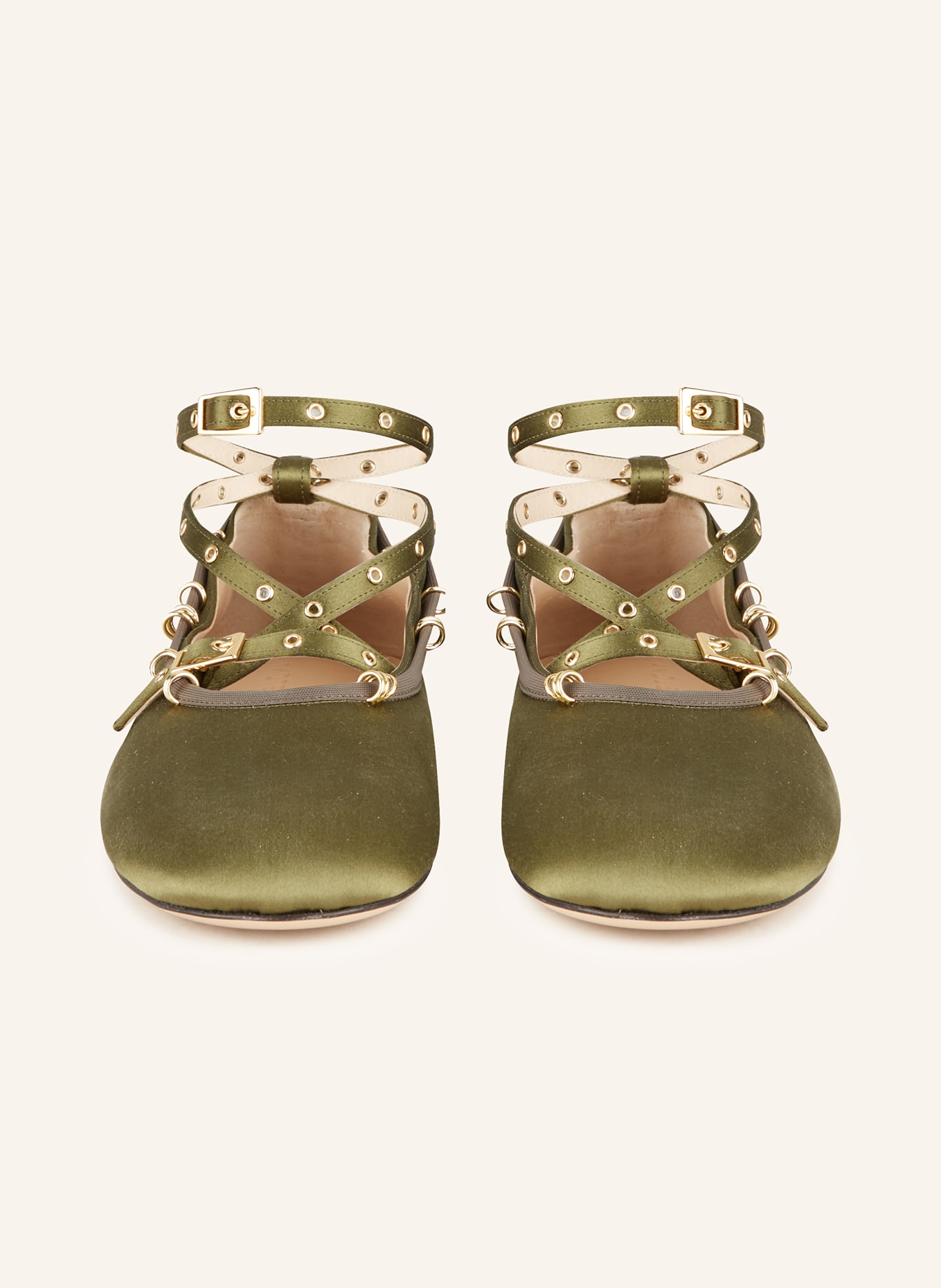 WANDLER Baleriny JUNE z satyny: ZIELONY