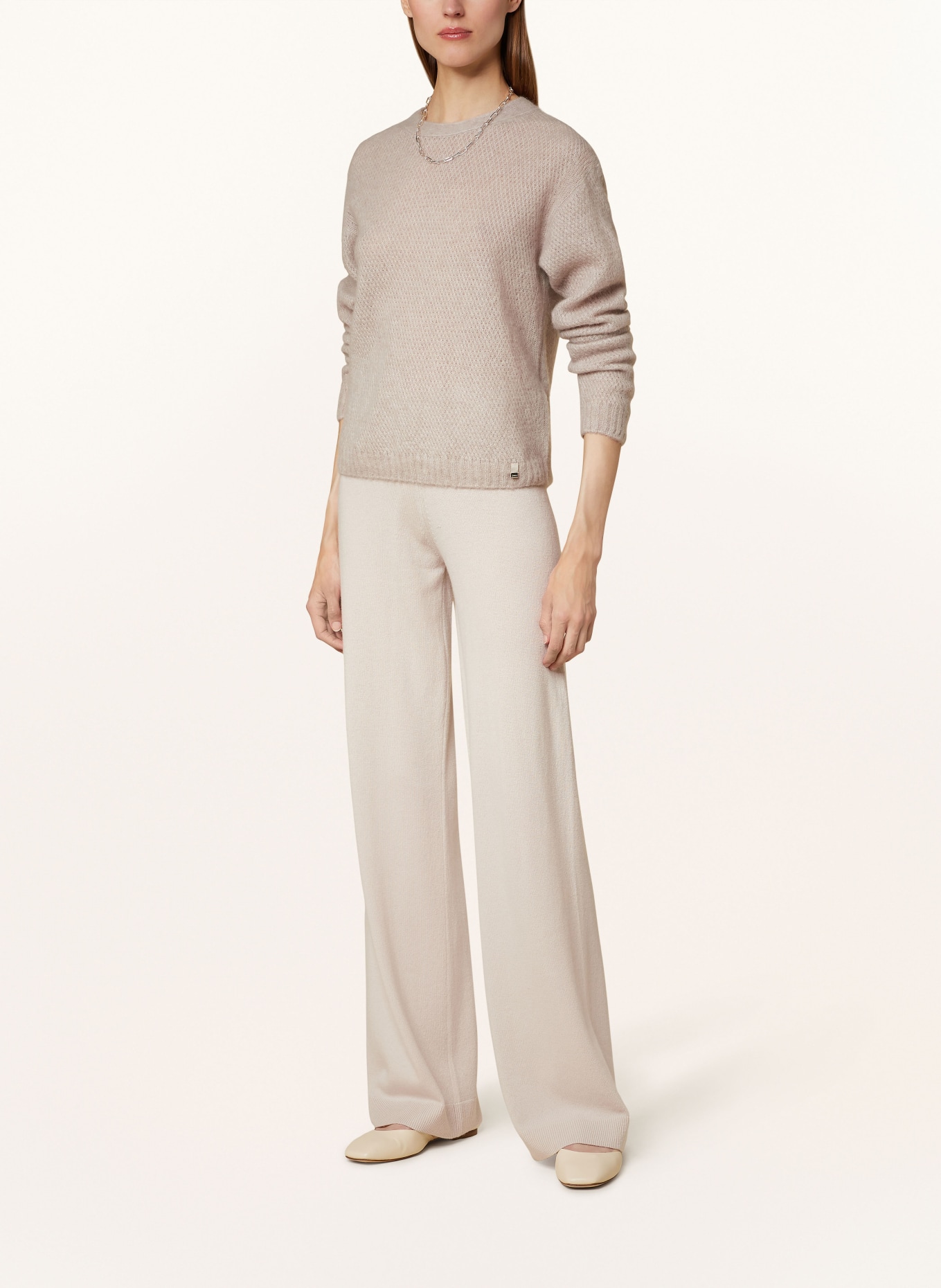 ALLUDE Knit trousers with cashmere, Color: CREAM (Image 2)