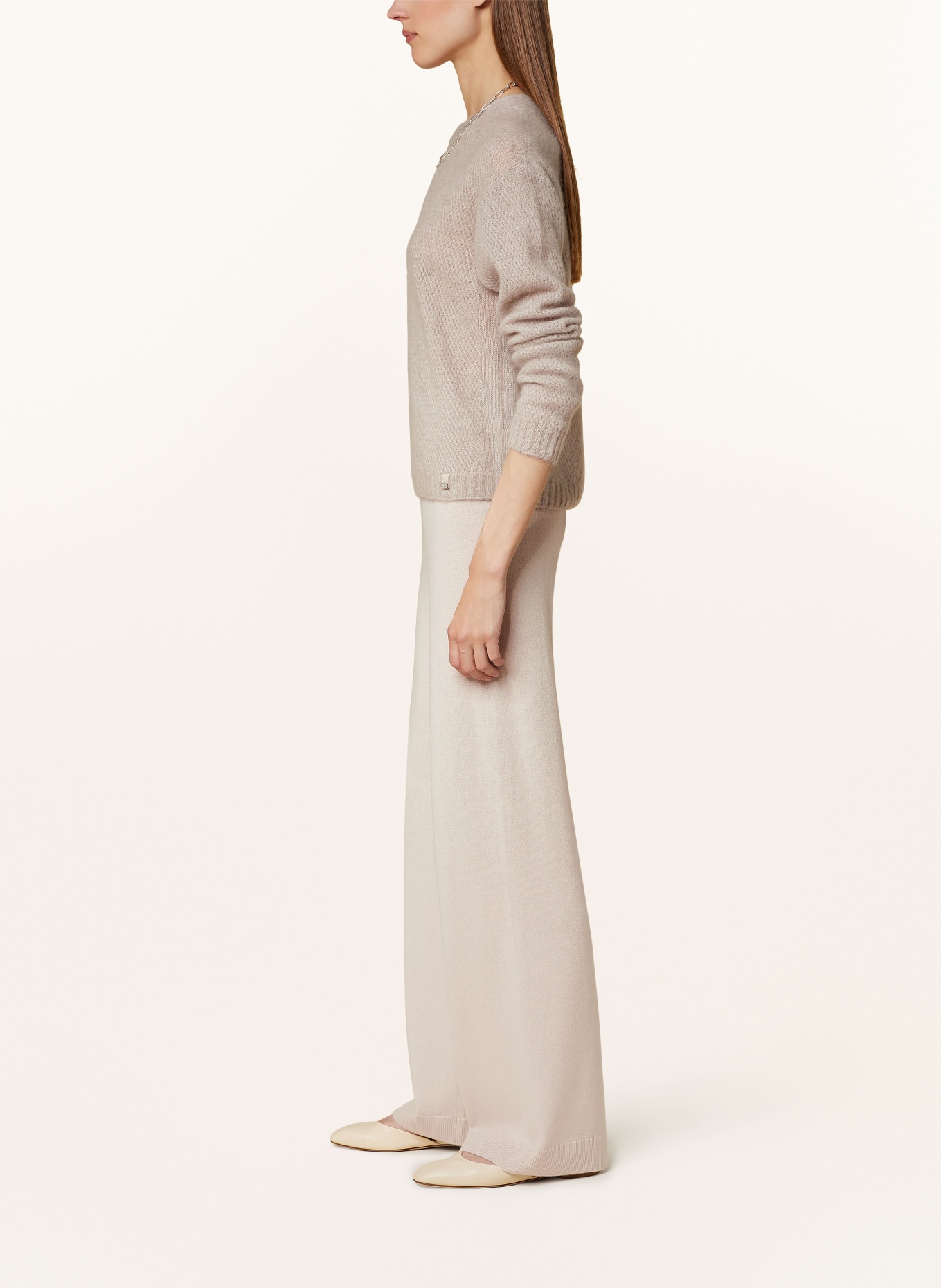 ALLUDE Knit trousers with cashmere, Color: CREAM (Image 4)