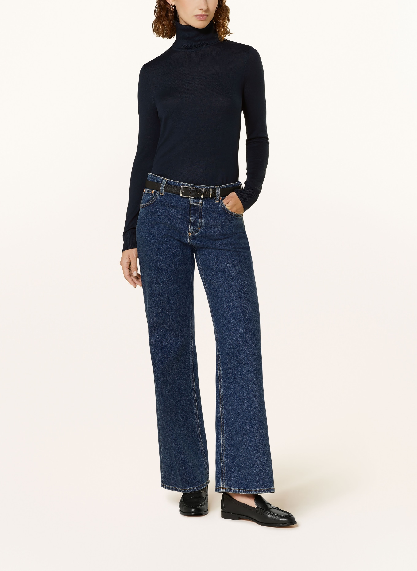 LAUREN RALPH LAUREN Turtleneck sweater with silk: DARK BLUE
