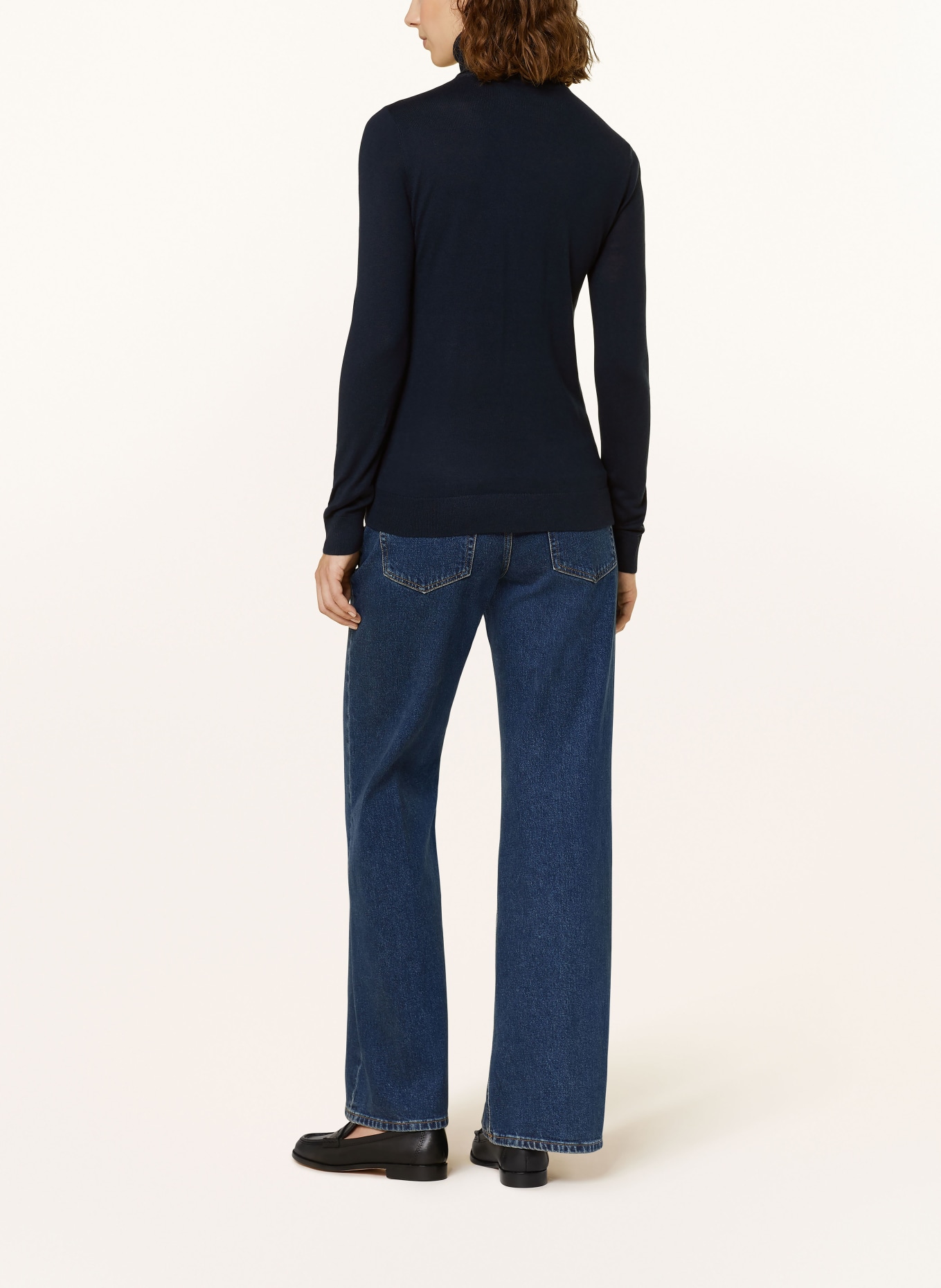 LAUREN RALPH LAUREN Turtleneck sweater with silk: DARK BLUE