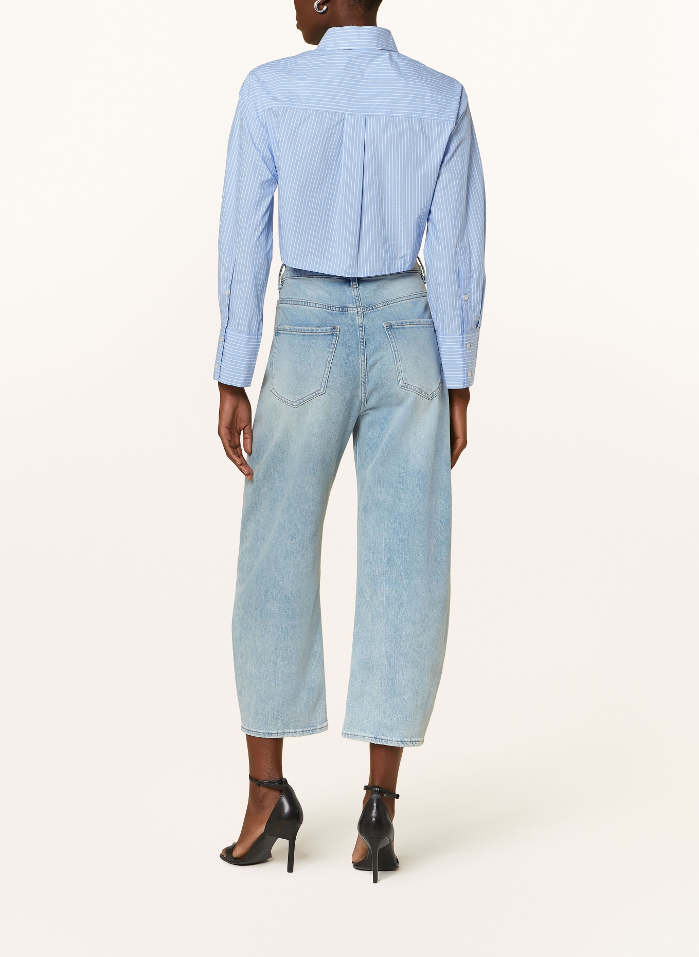 REPLAY Cropped shirt blouse, Color: LIGHT BLUE/ WHITE (Image 3)