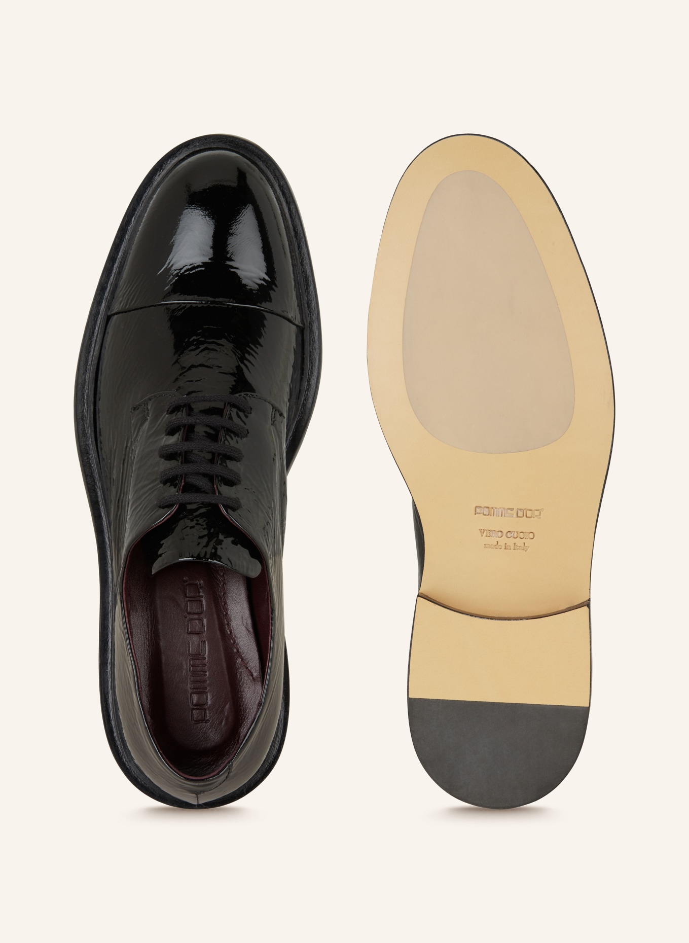 POMME D'OR Lakované šněrovací boty QUEEN: ČERNÁ