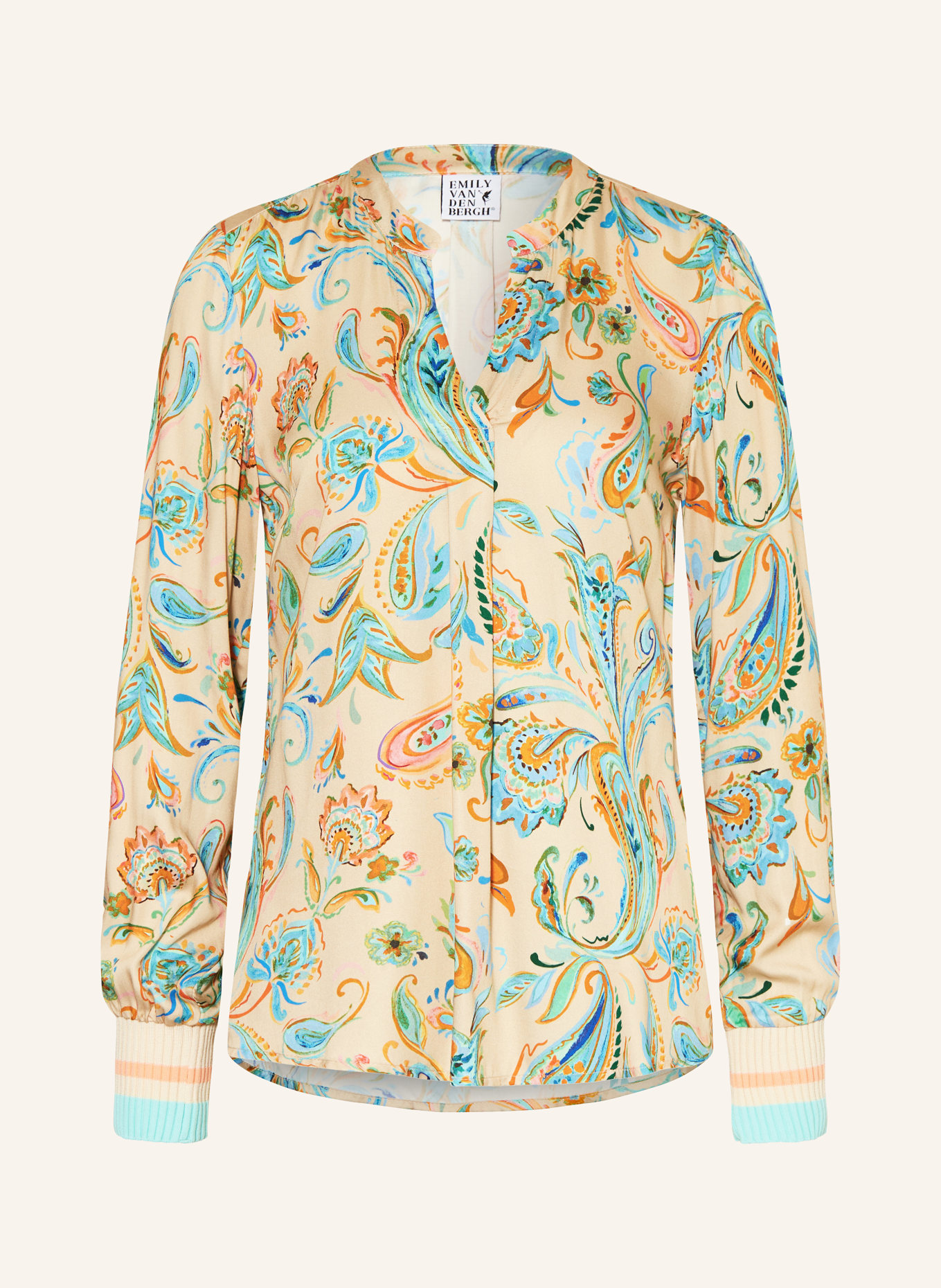 Emily VAN DEN BERGH Shirt blouse, Color: BEIGE/ TURQUOISE/ ORANGE (Image 1)