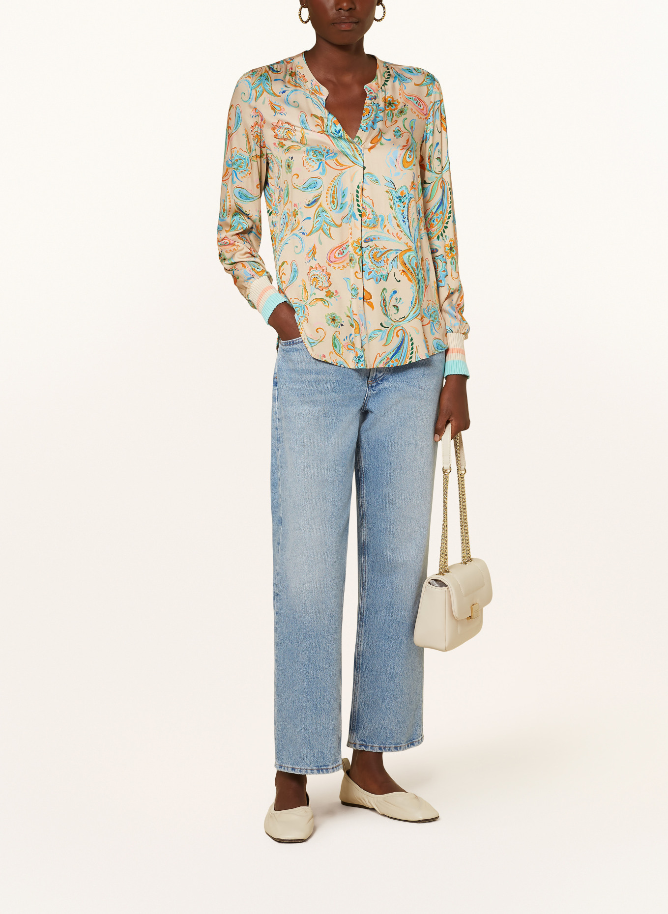 Emily VAN DEN BERGH Shirt blouse, Color: BEIGE/ TURQUOISE/ ORANGE (Image 2)