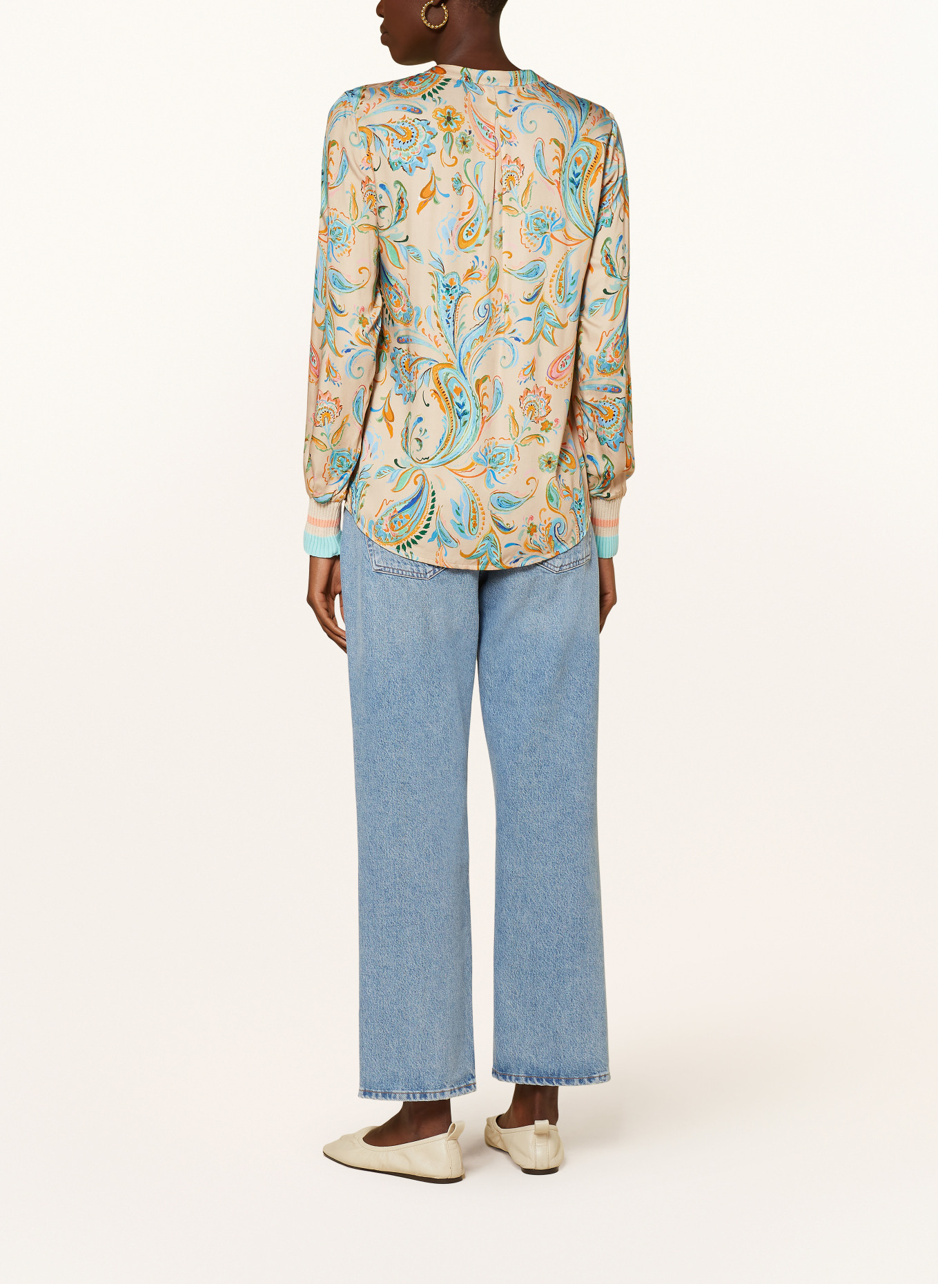 Emily VAN DEN BERGH Shirt blouse, Color: BEIGE/ TURQUOISE/ ORANGE (Image 3)