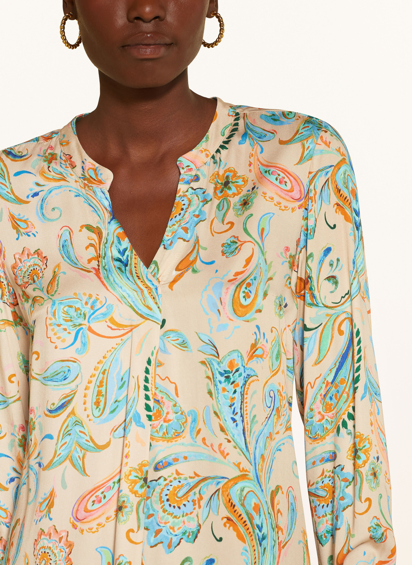 Emily VAN DEN BERGH Shirt blouse, Color: BEIGE/ TURQUOISE/ ORANGE (Image 4)