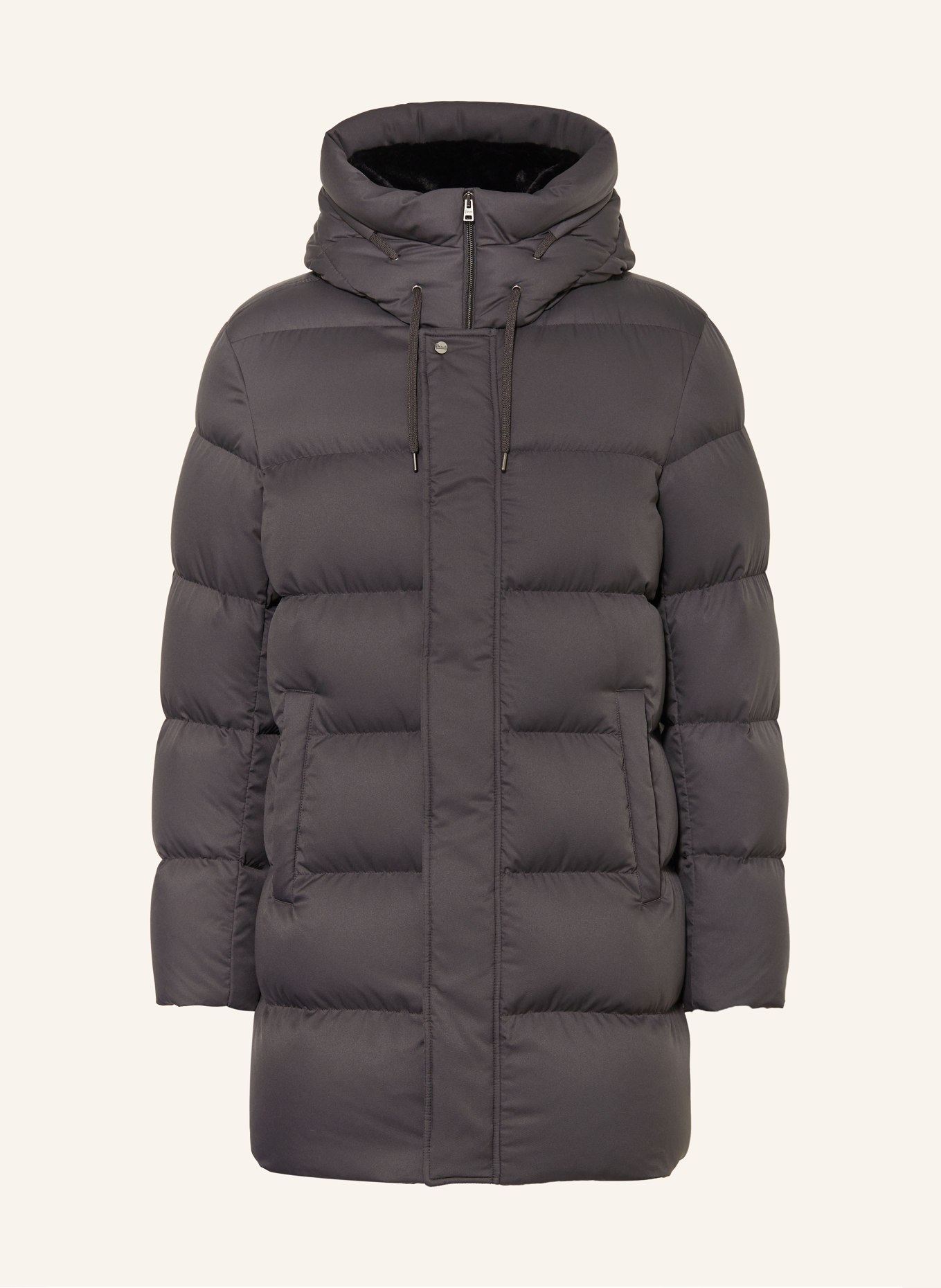 HERNO Down jacket with detachable faux fur: DARK GRAY